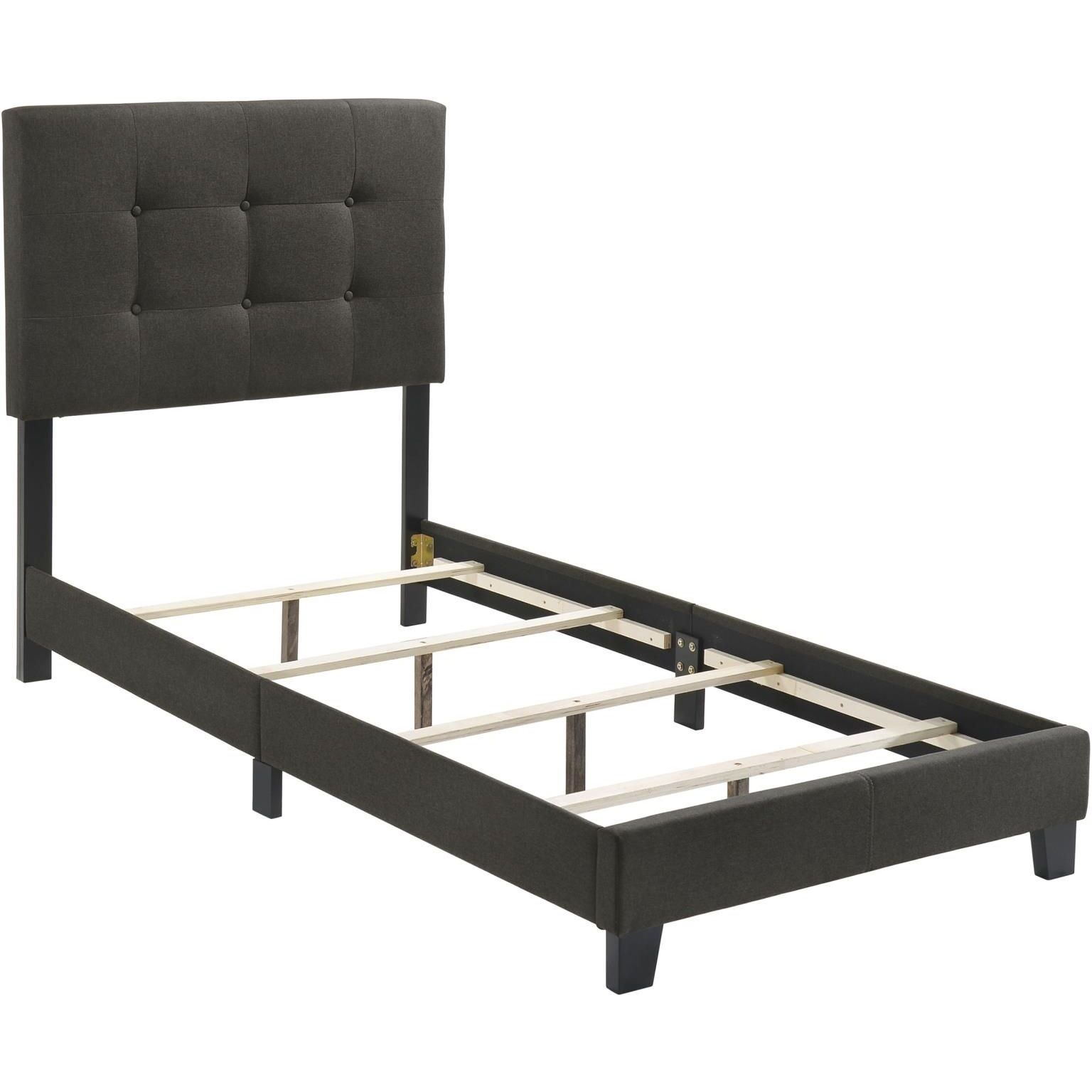 Charcoal Tufted Twin Panel Bed