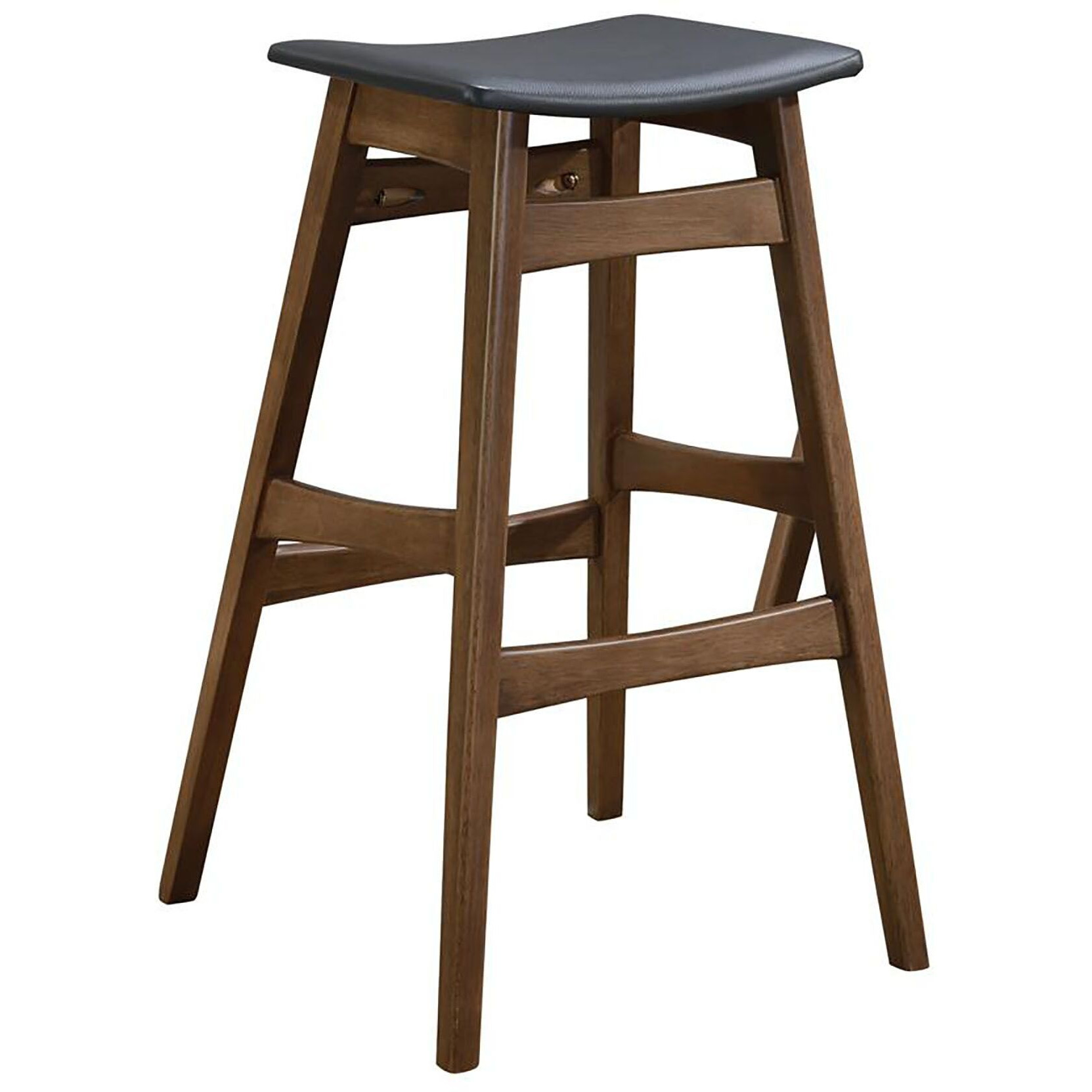 Dark Grey And Natural Walnut Bar Height Stool (Set Of 2)