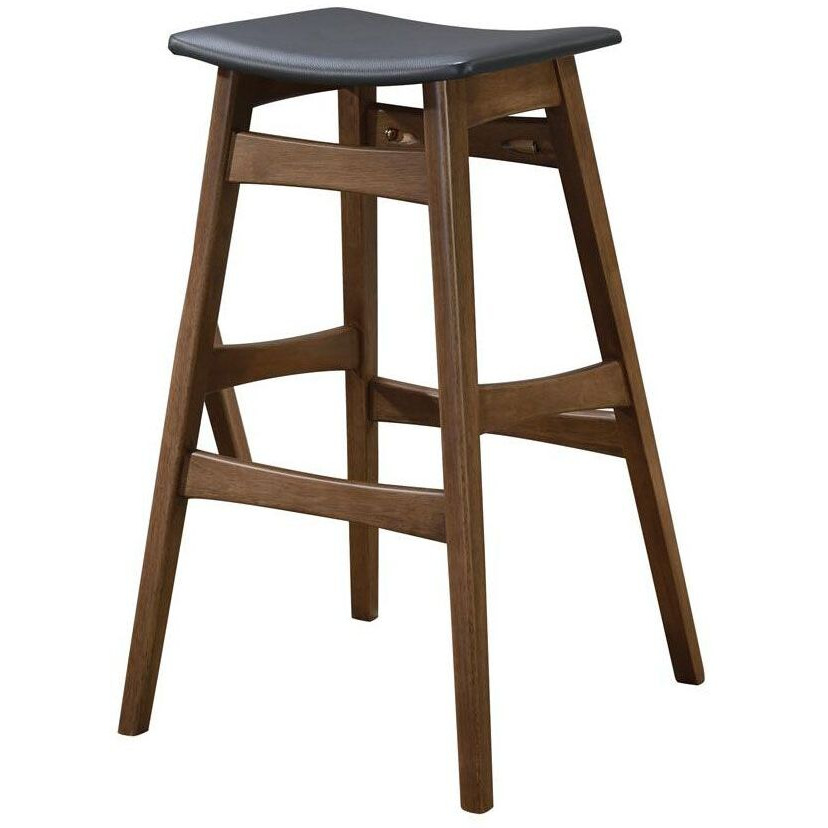 Dark Grey And Natural Walnut Bar Height Stool (Set Of 2)