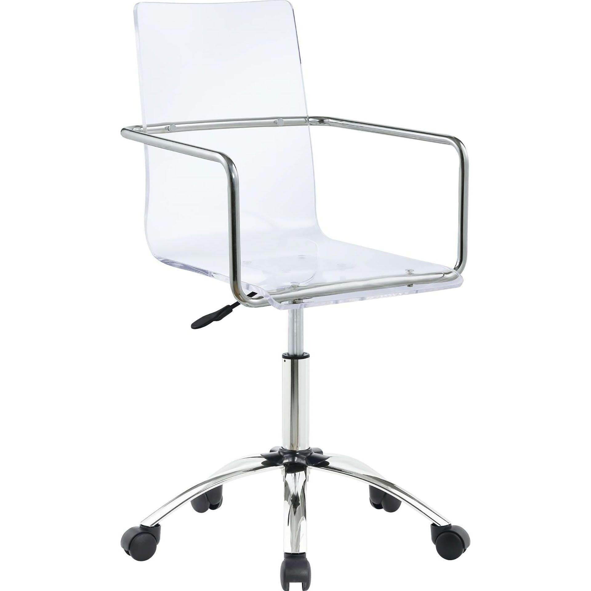 Clear And Chrome Acrylic Office Chair With Casters