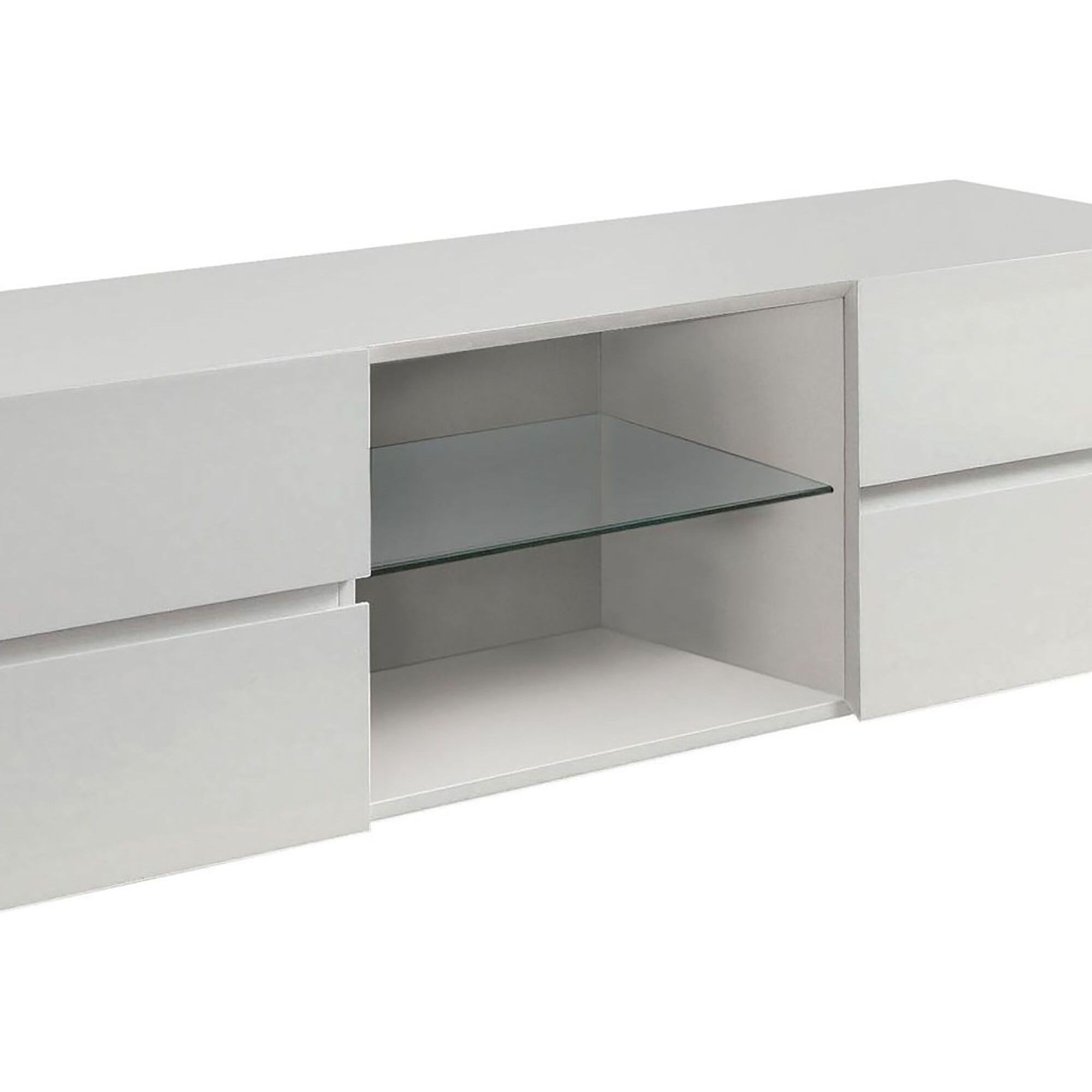 Glossy White 4-Drawer Tv Console
