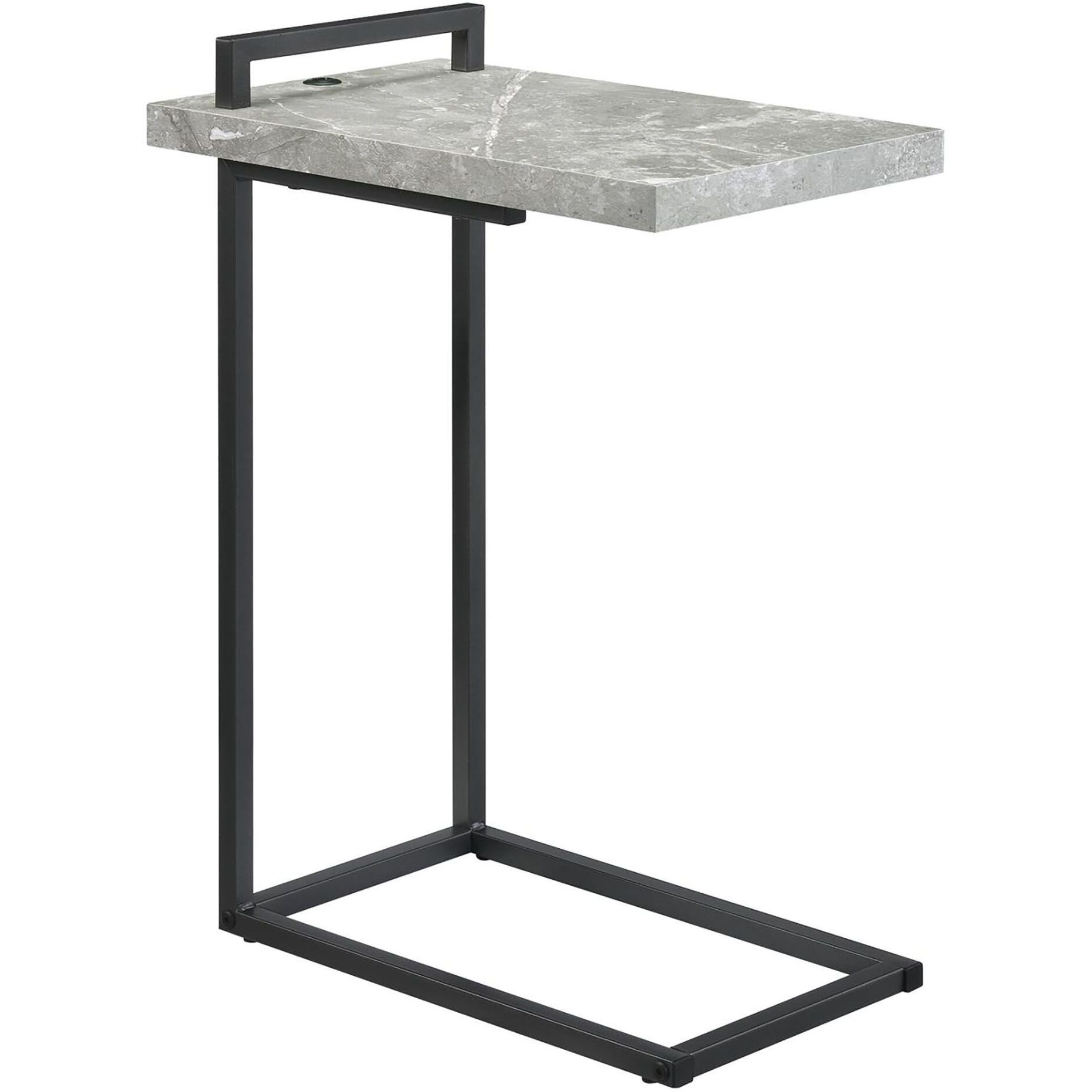 Grey And Gunmetal C-Table With Usb Charging Port