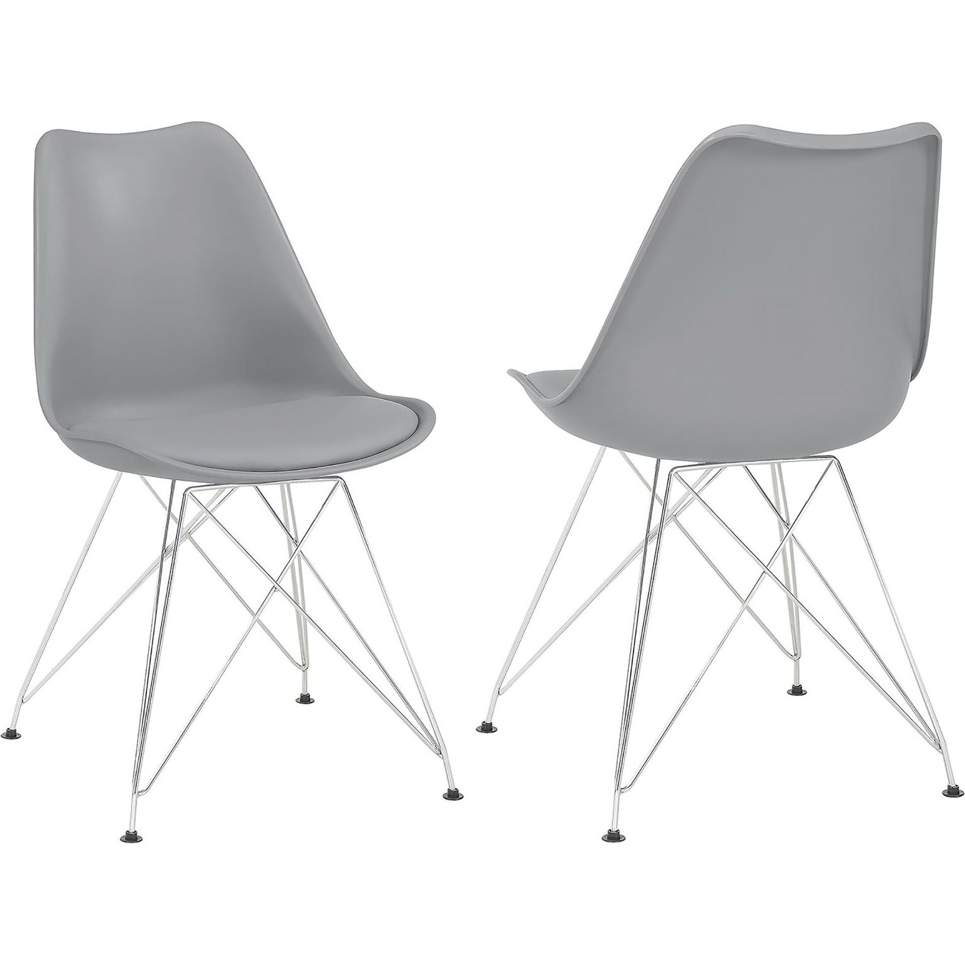 Grey And Chrome Padded Side Chair (Set Of 2)