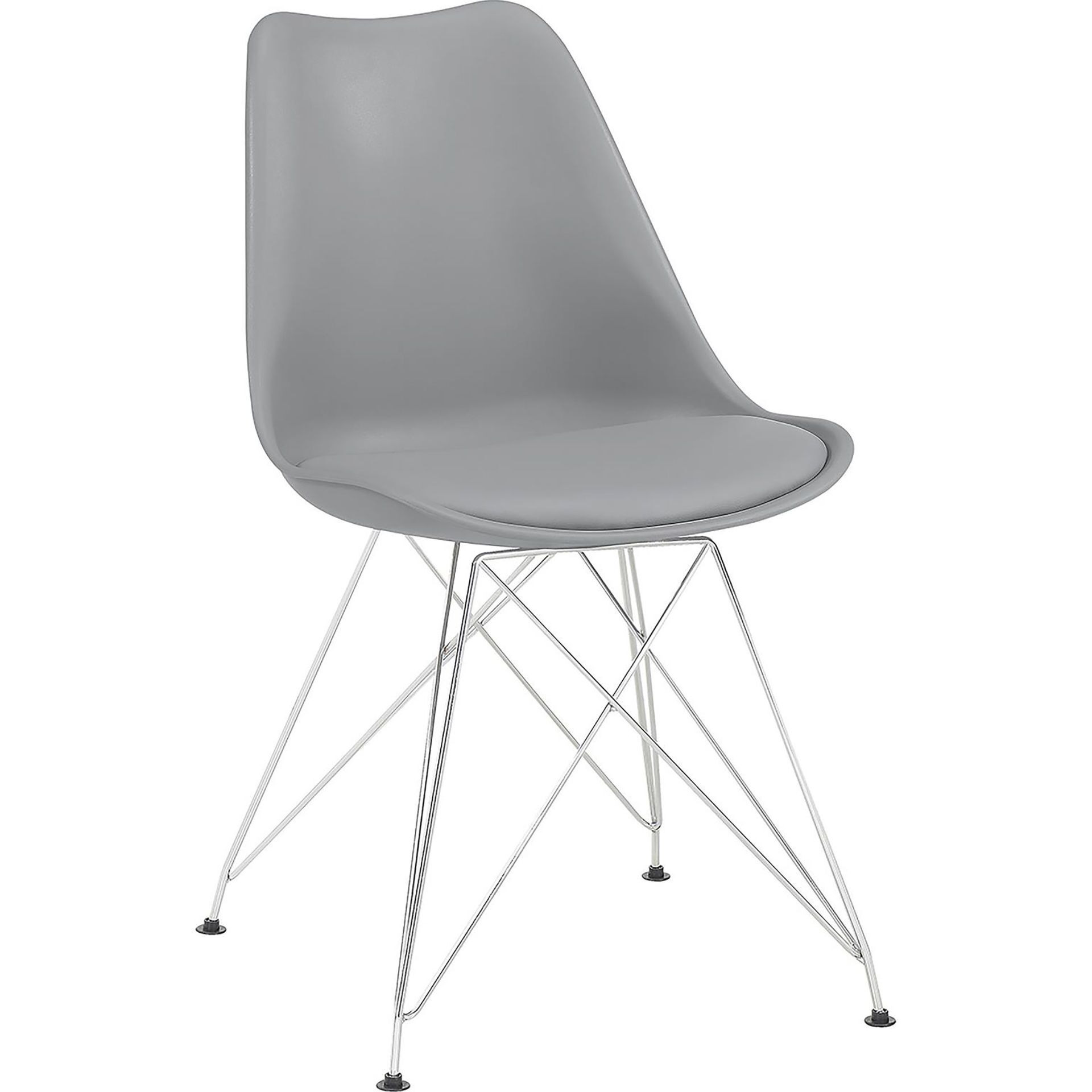 Grey And Chrome Padded Side Chair (Set Of 2)
