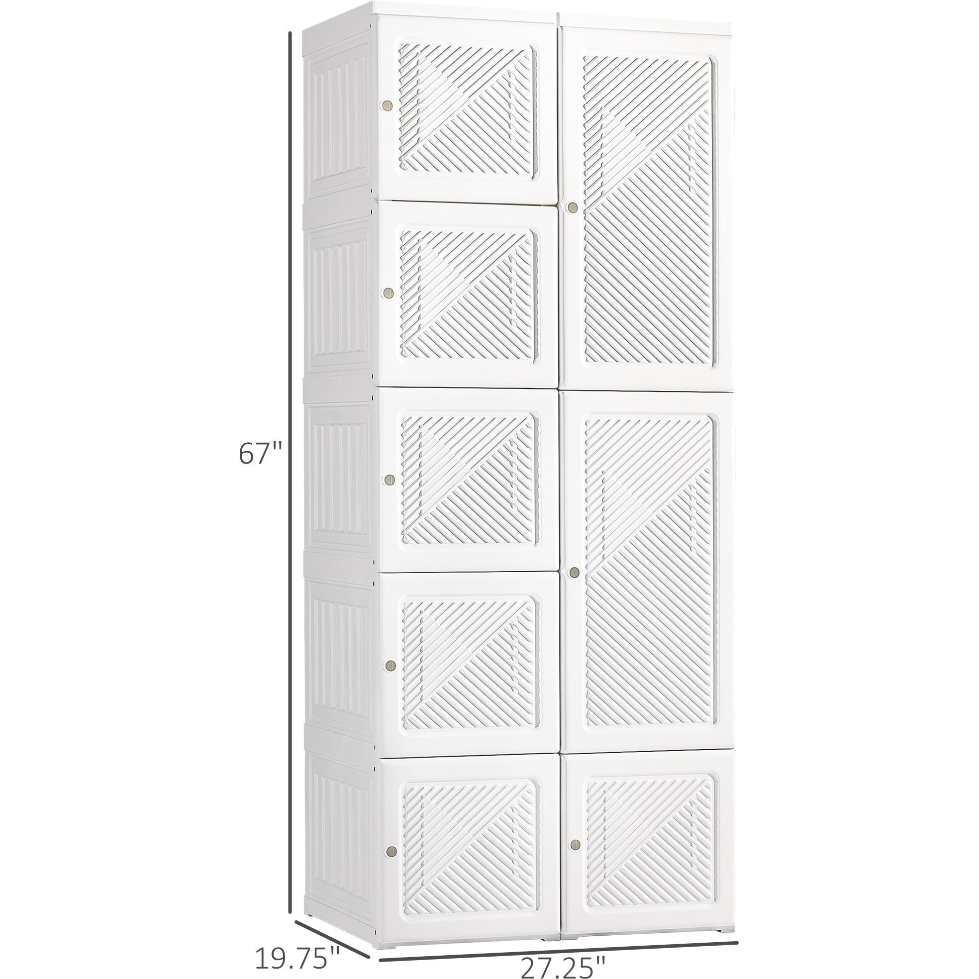 Homcom Portable Wardrobe Closet  Folding Bedroom Armoire  Clothes Storage Organizer With 8 Cube Compartments  Hanging Rod  Magnet Doors  White