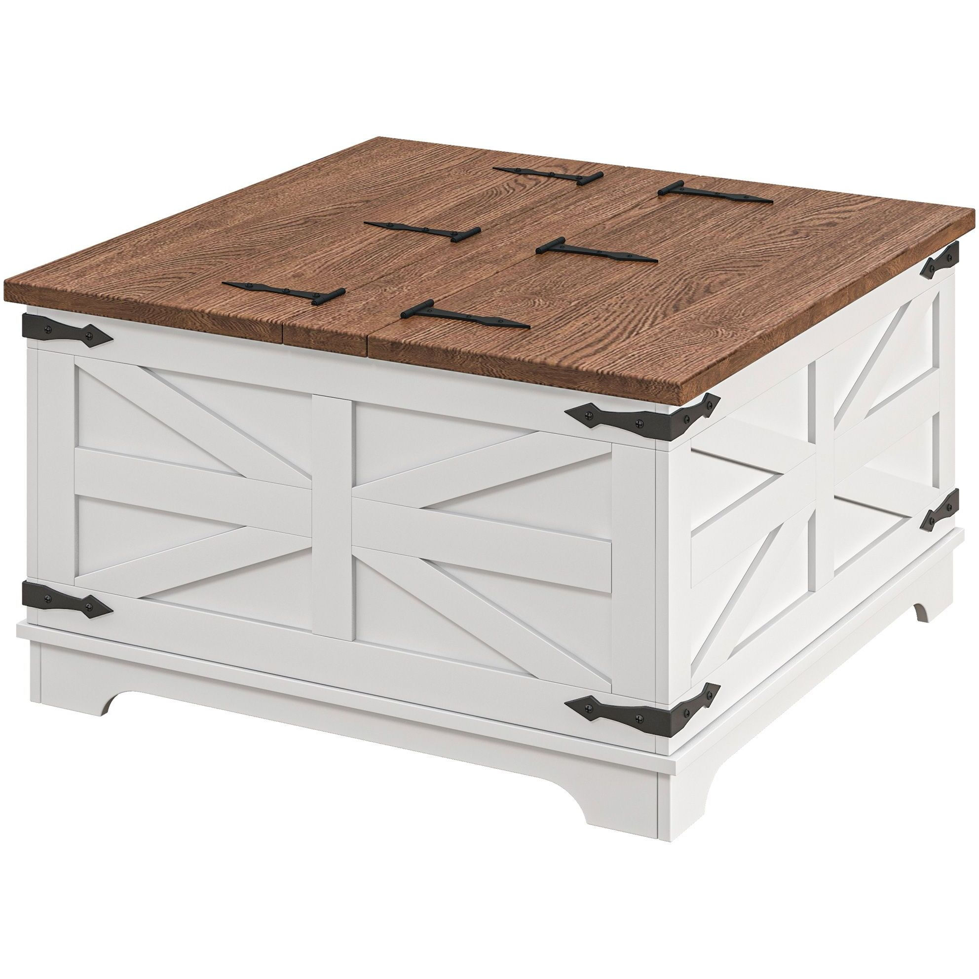 Homcom Coffee Table With Flip Top Hidden Storage  Square Center Table White