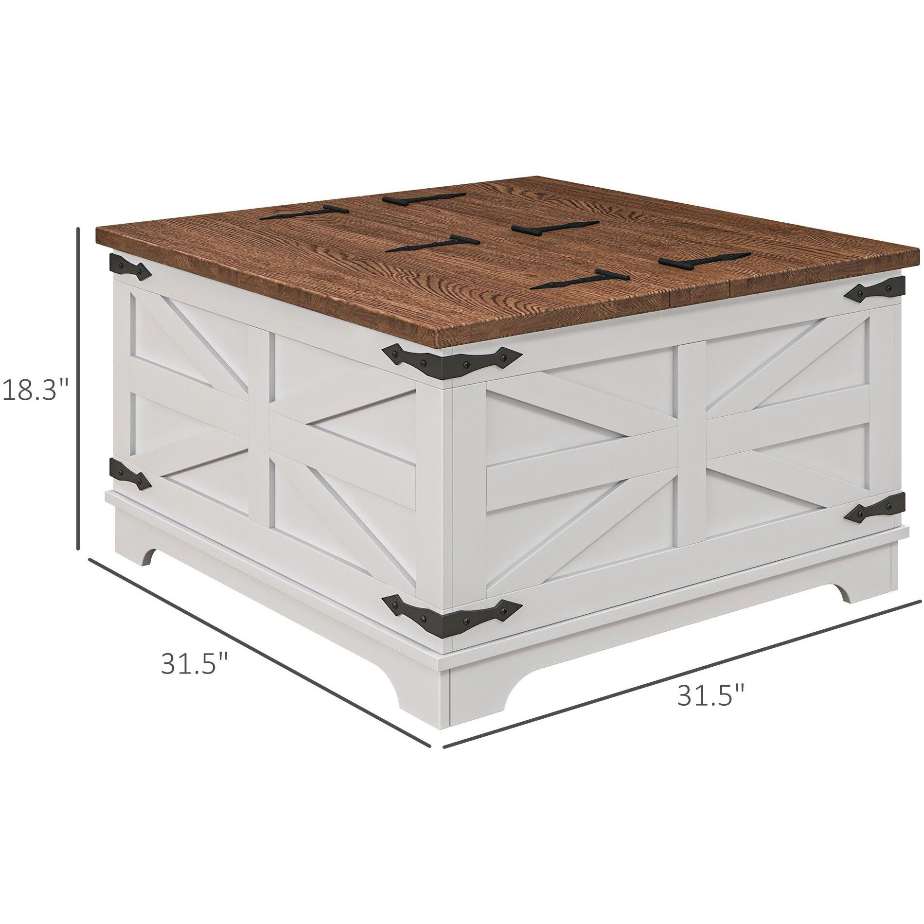 Homcom Coffee Table With Flip Top Hidden Storage  Square Center Table White