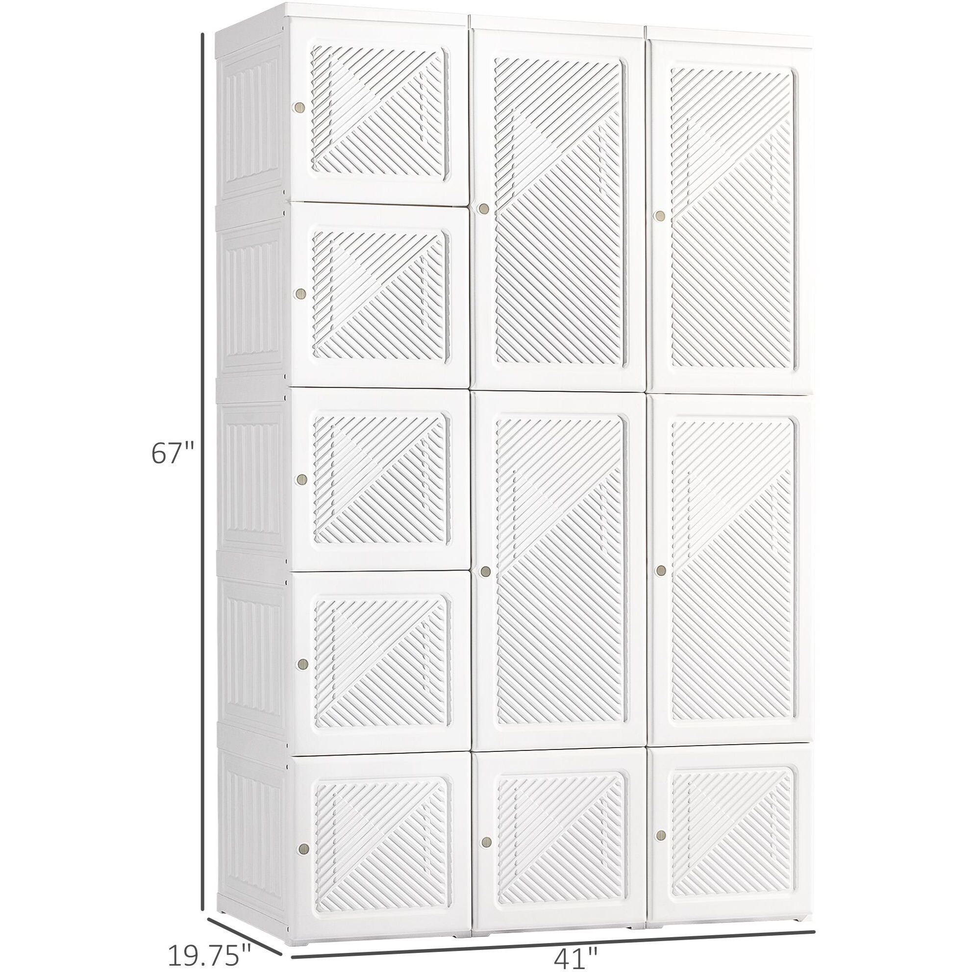 Homcom Portable Wardrobe Closet  Folding Bedroom Armoire  Clothes Storage Organizer With 11 Cube Compartments  Hanging Rod  Magnet Doors  White