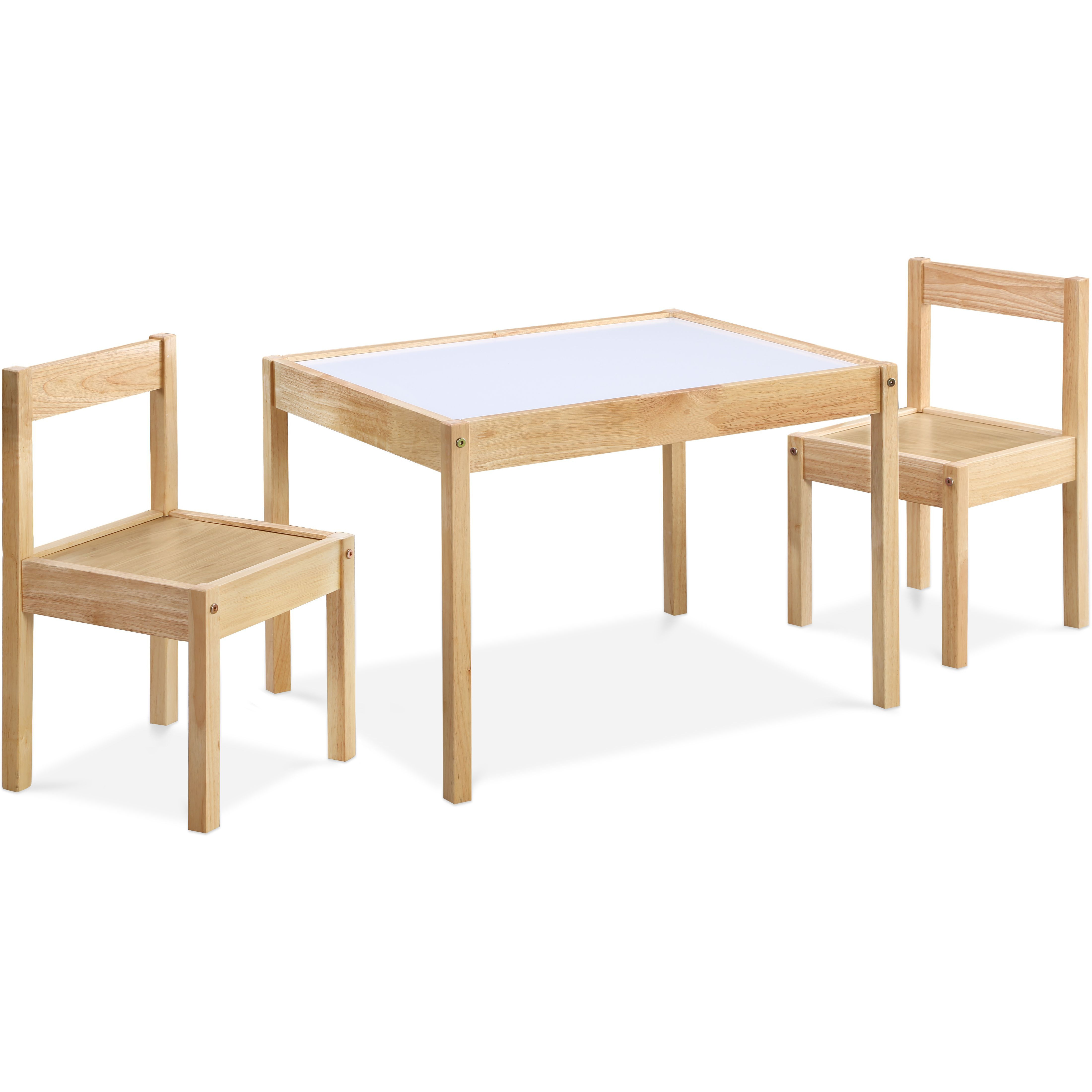 Gibson 3-Piece Dry Erase Kids Table & Two Chair Set  Natural