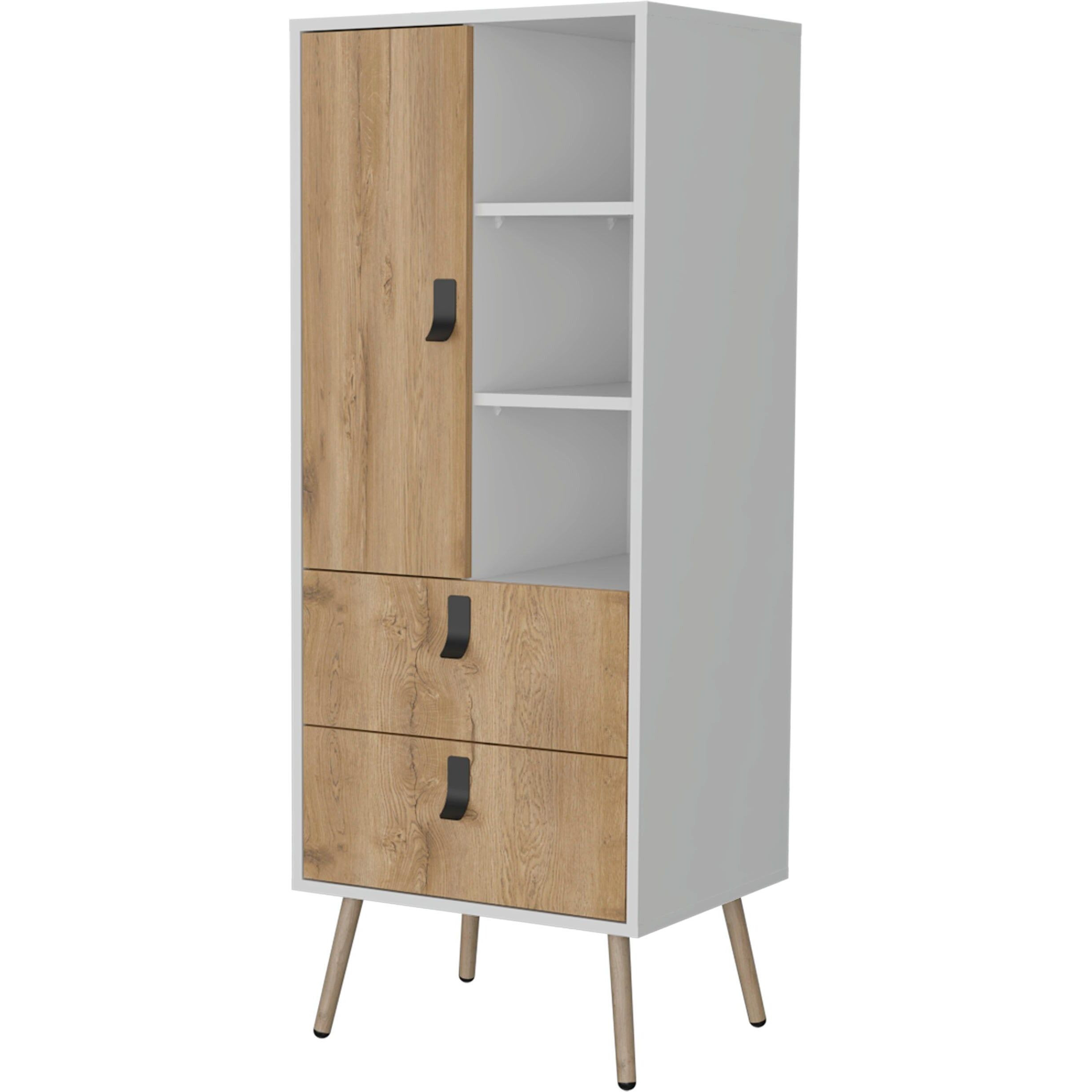 White And Macadamia 2-Drawer Tall Dresser