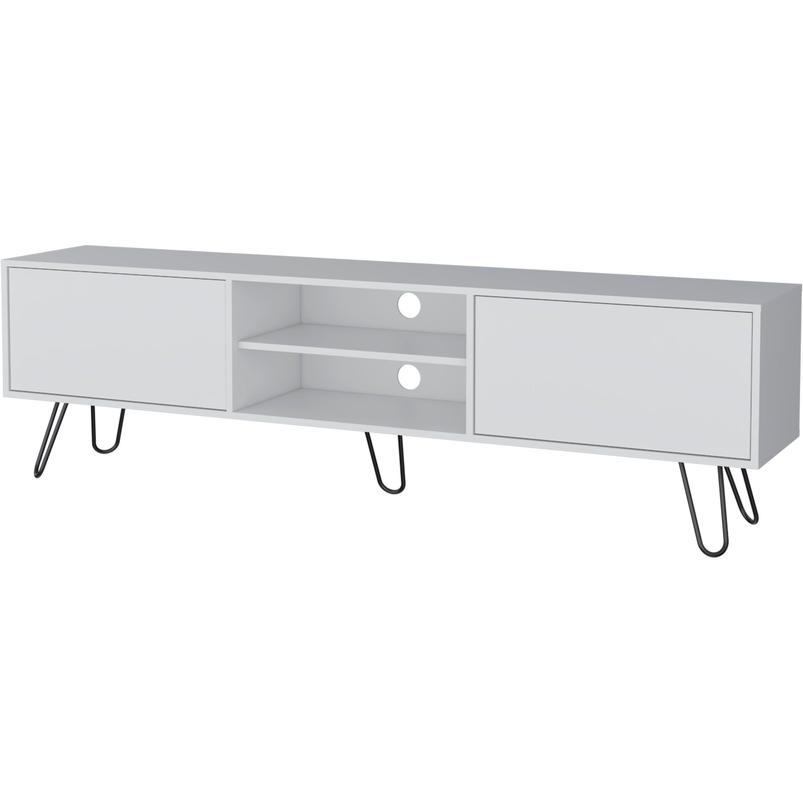 White Hairpin Leg Tv Rack
