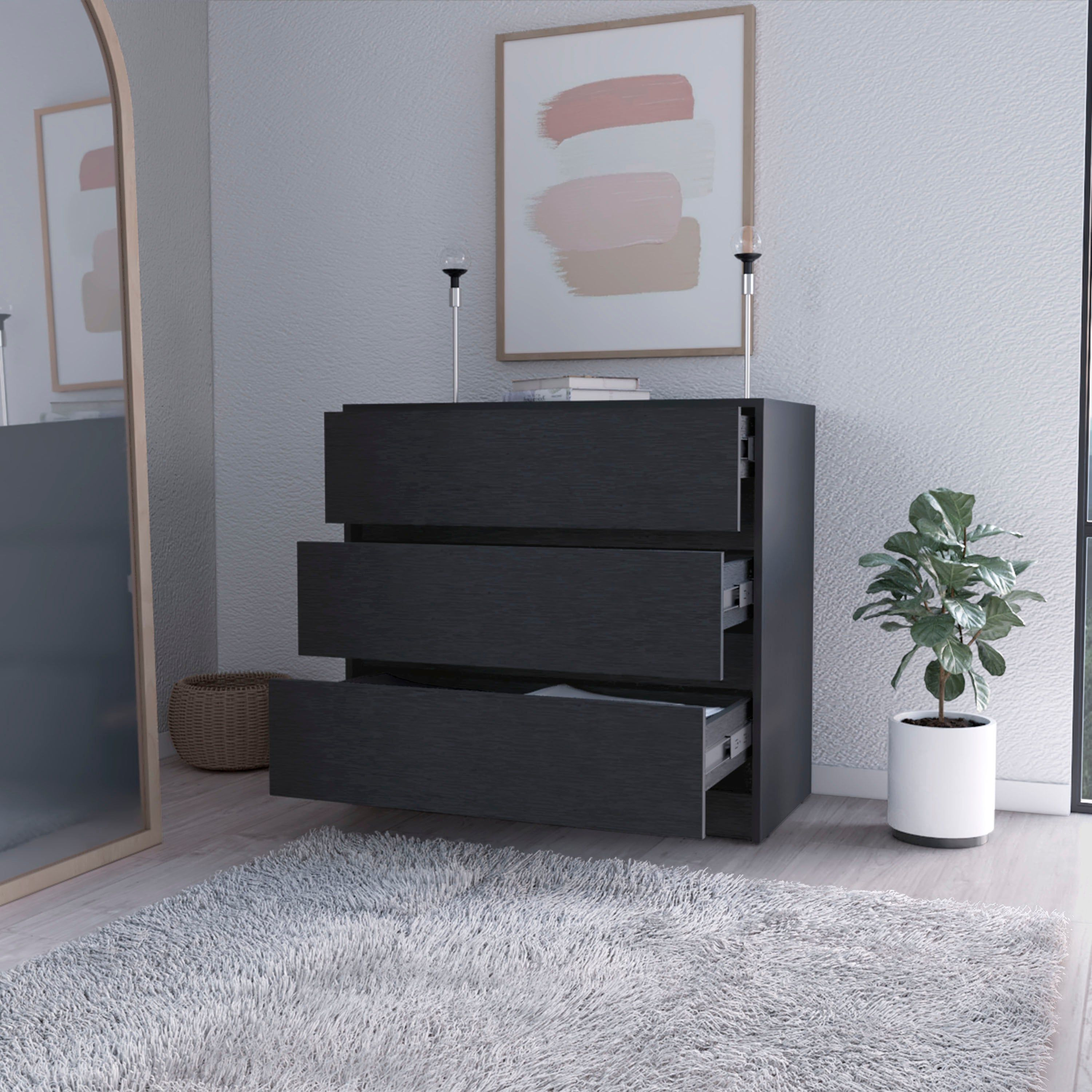 Black 3-Drawer Dresser