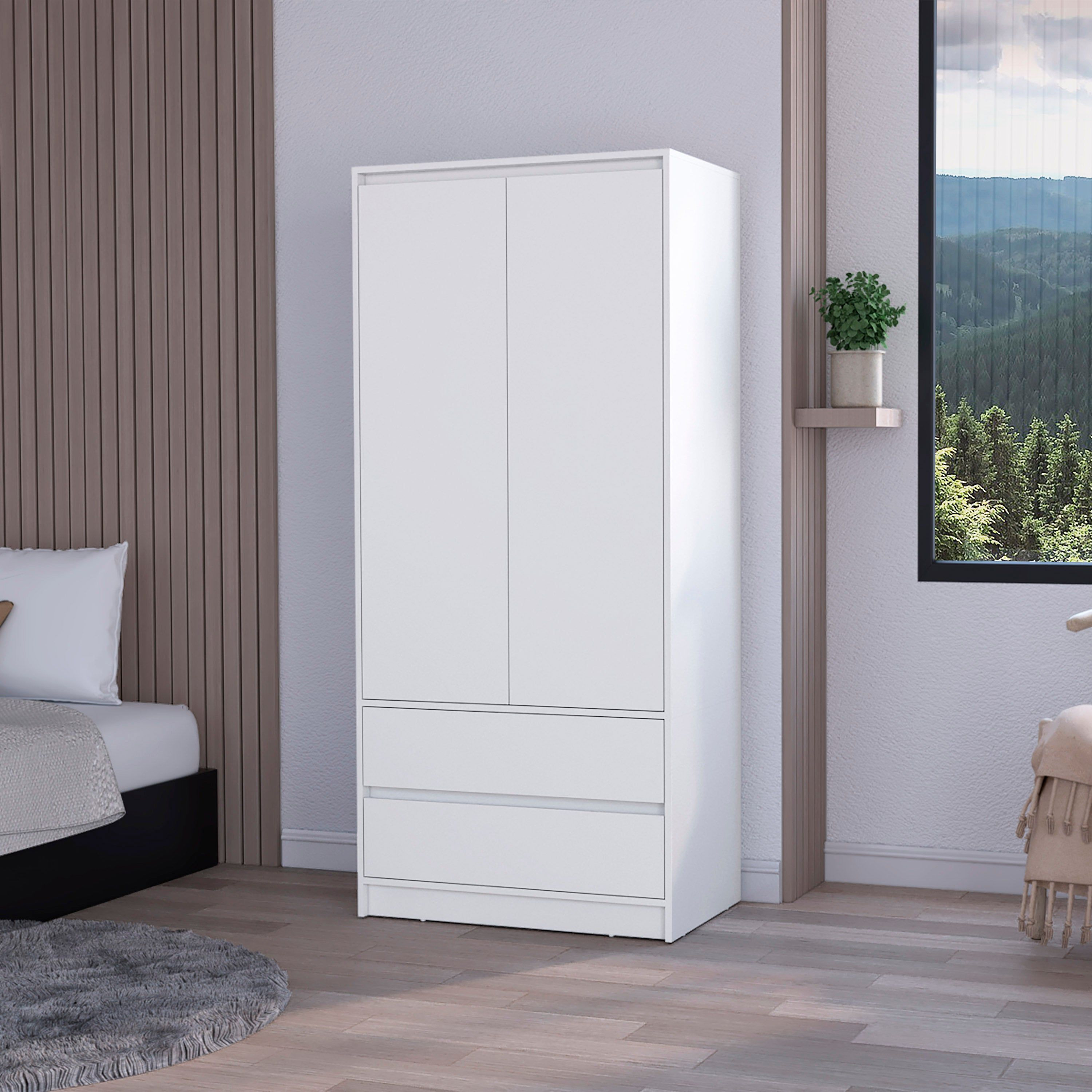 White 2-Drawer Armoire