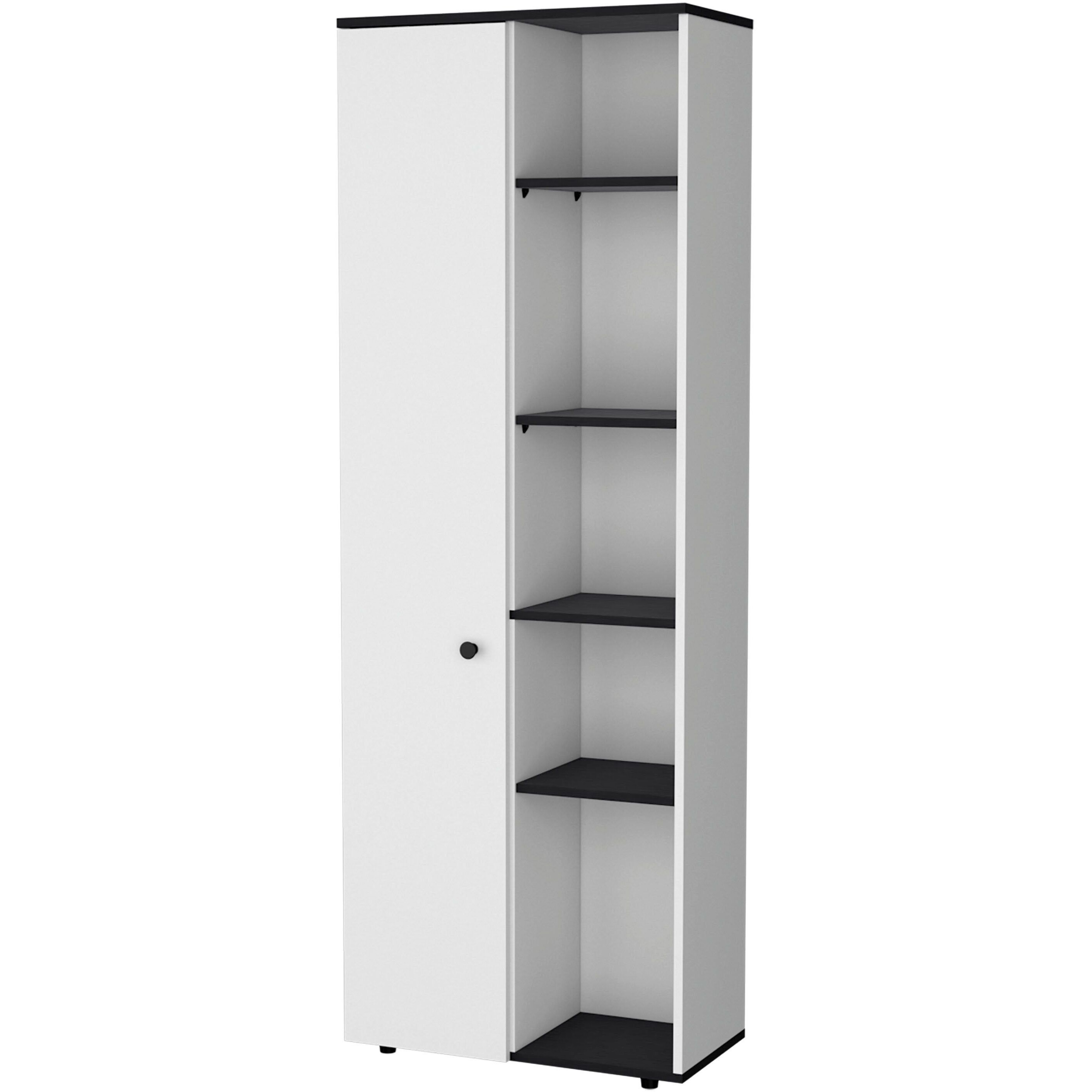 White And Black 1-Door Multistorage Kitchen Pantry