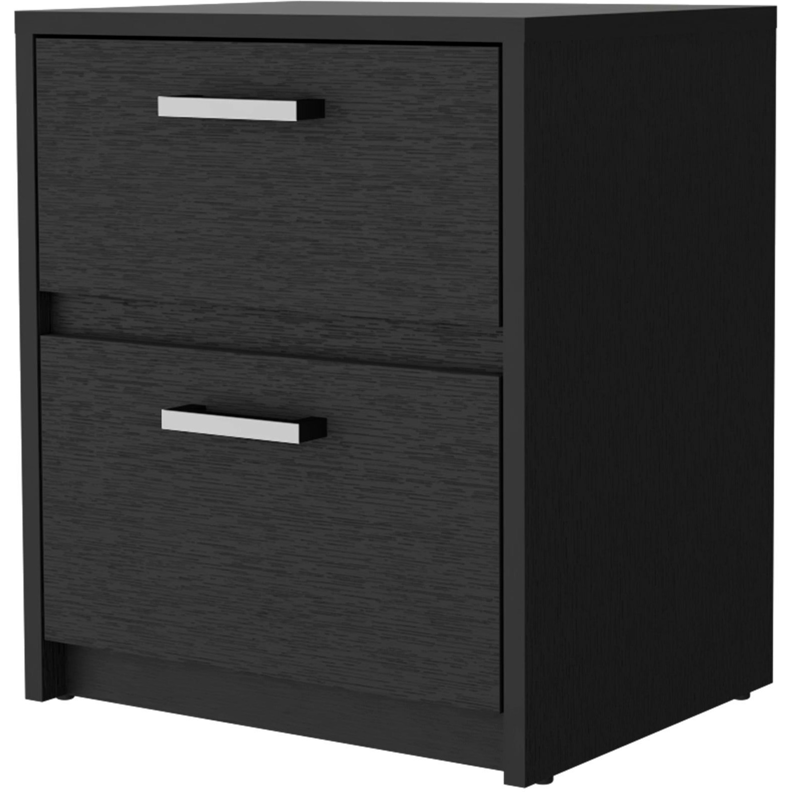 Black 2-Drawer Nightstand
