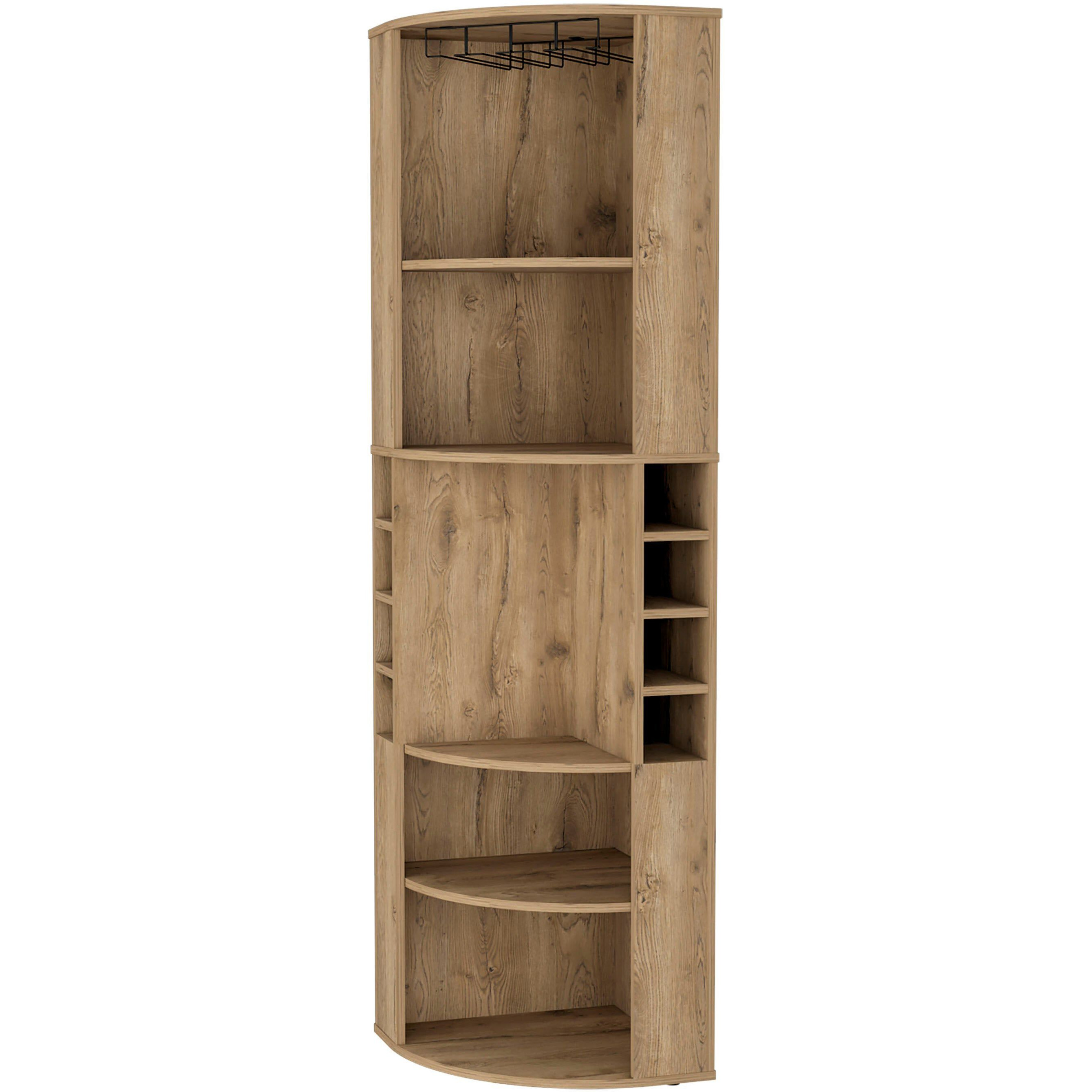 Macadamia 5 Large Sheves Corner Bar Cabinet