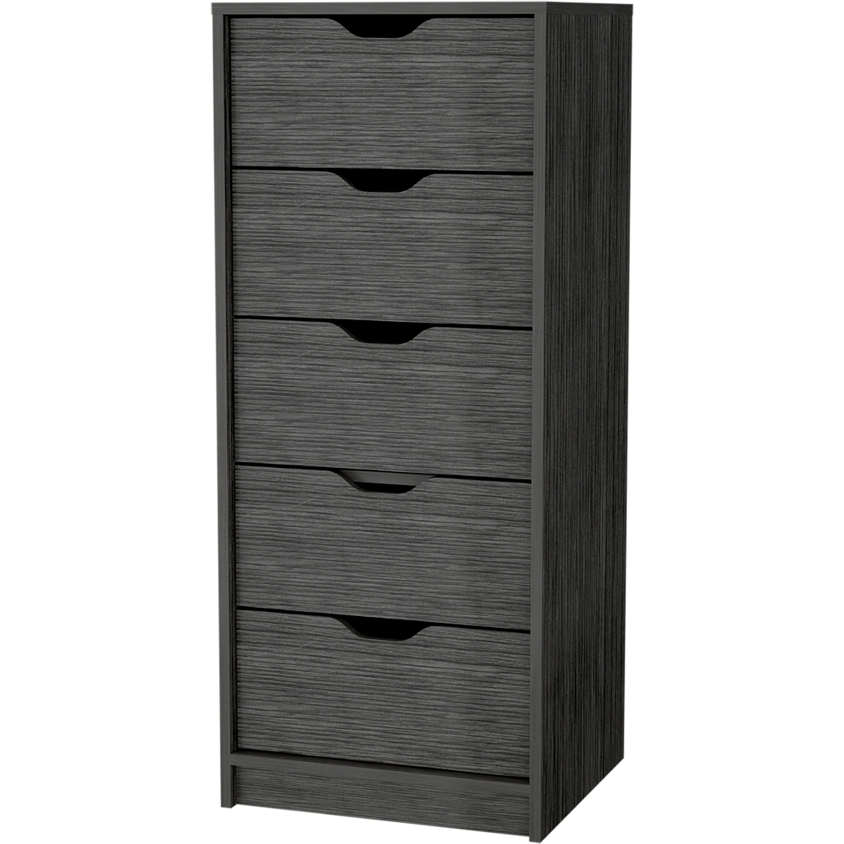 Smokey Oak 5 Narrow Drawer Dresser