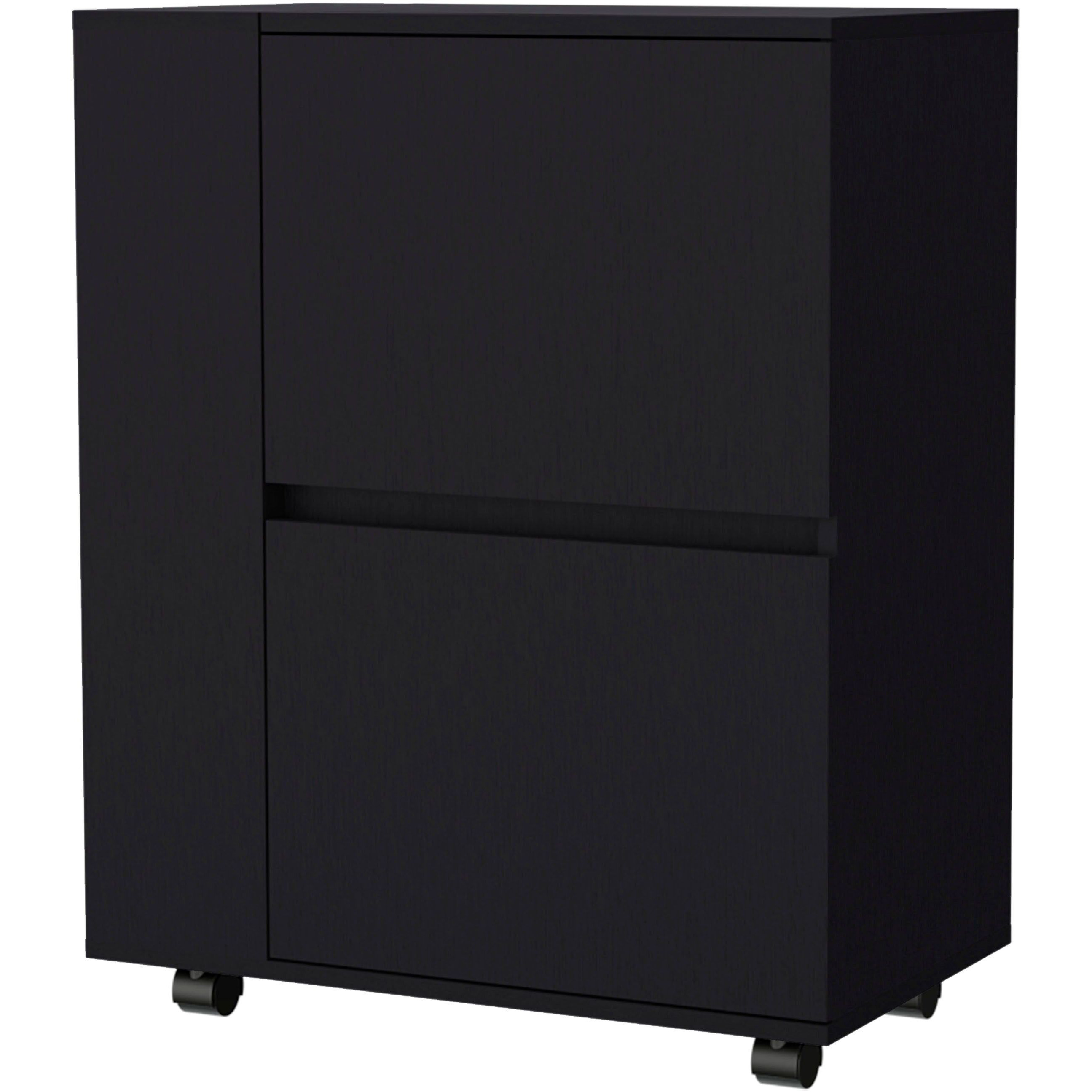Black 2-Cabinet Bar Cart