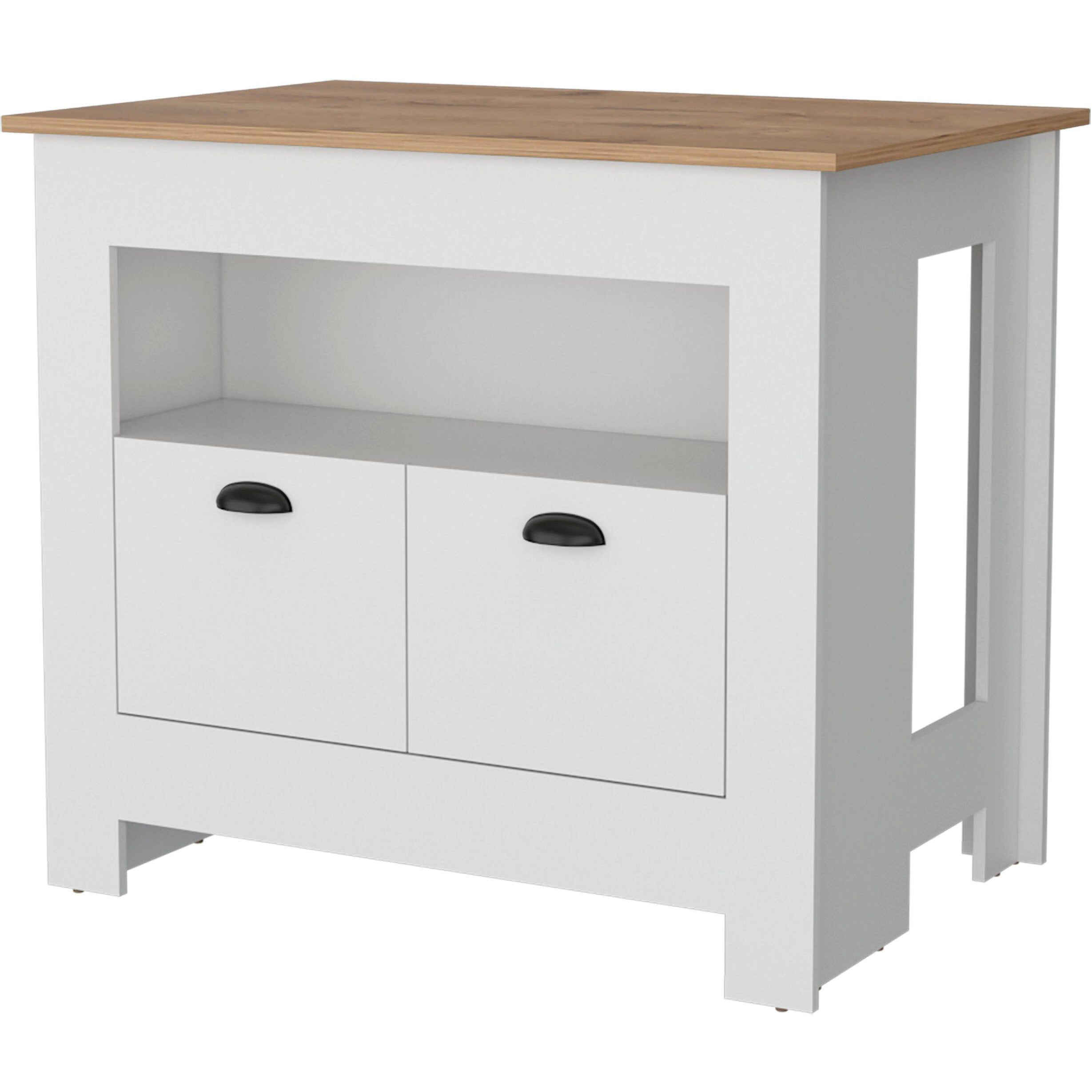 White 2-Door Kitchen Island