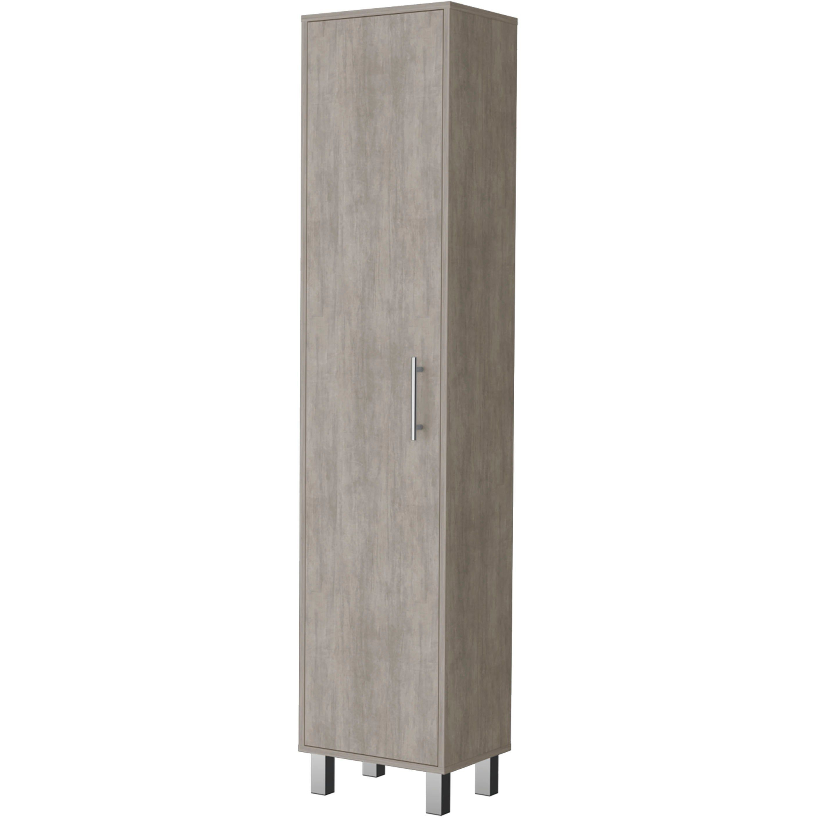 Concrete Gray 3 Broom Hangers Tall Storage Cabinet