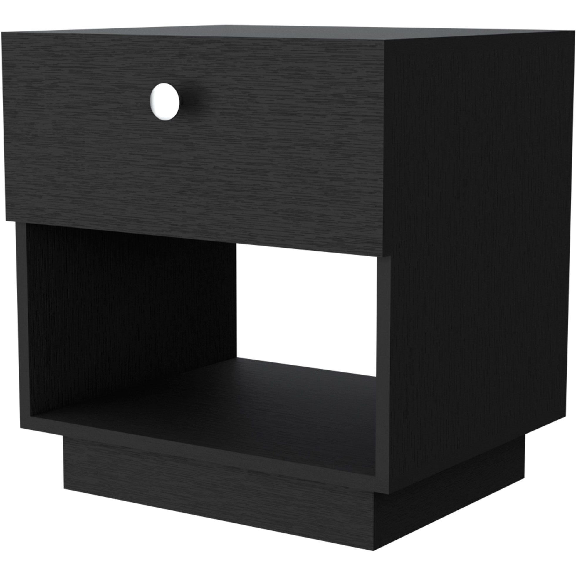 Black 1-Drawer Nightstand
