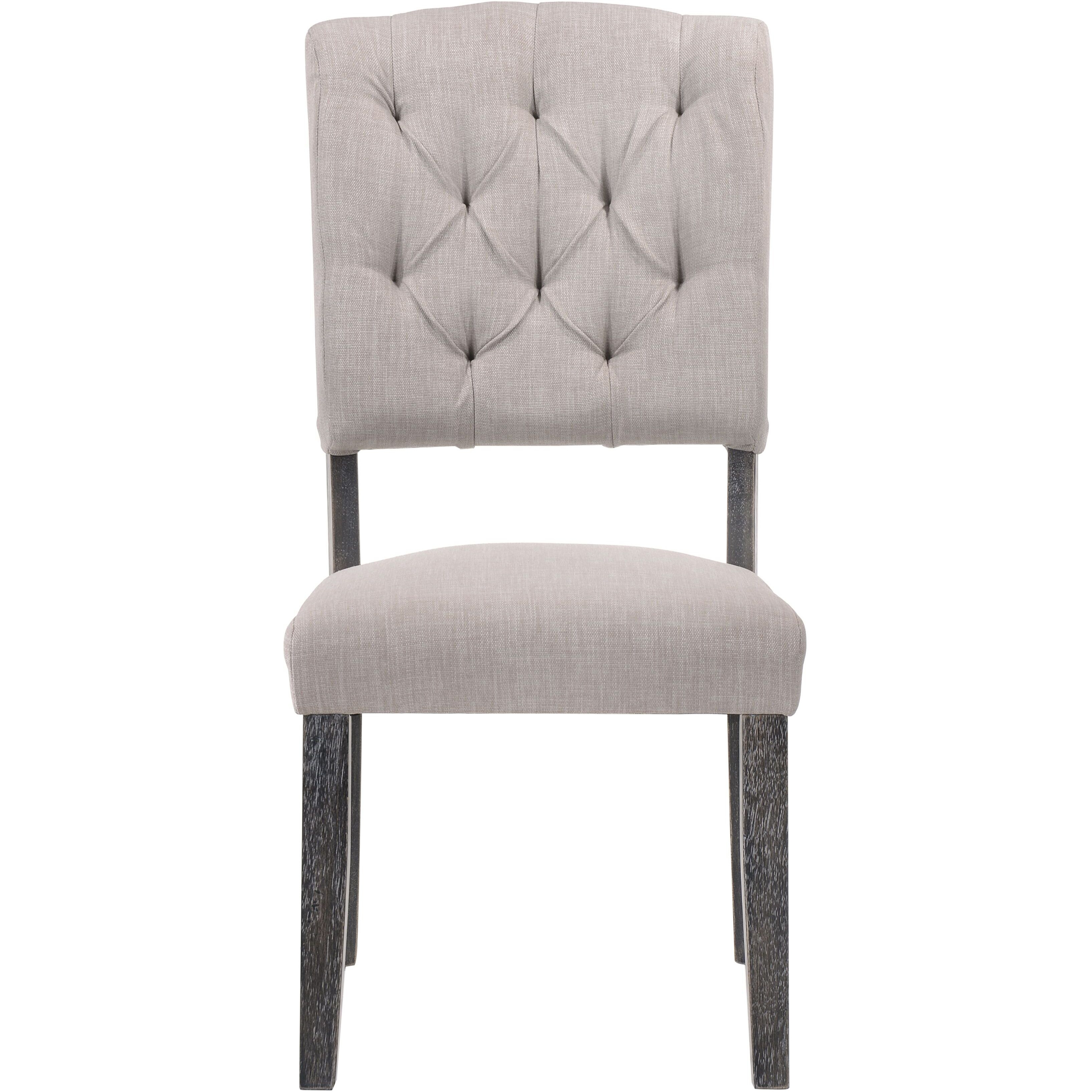 Beige And Weathered Grey Oak Tufted Back Side Chairs (Set Of 2)
