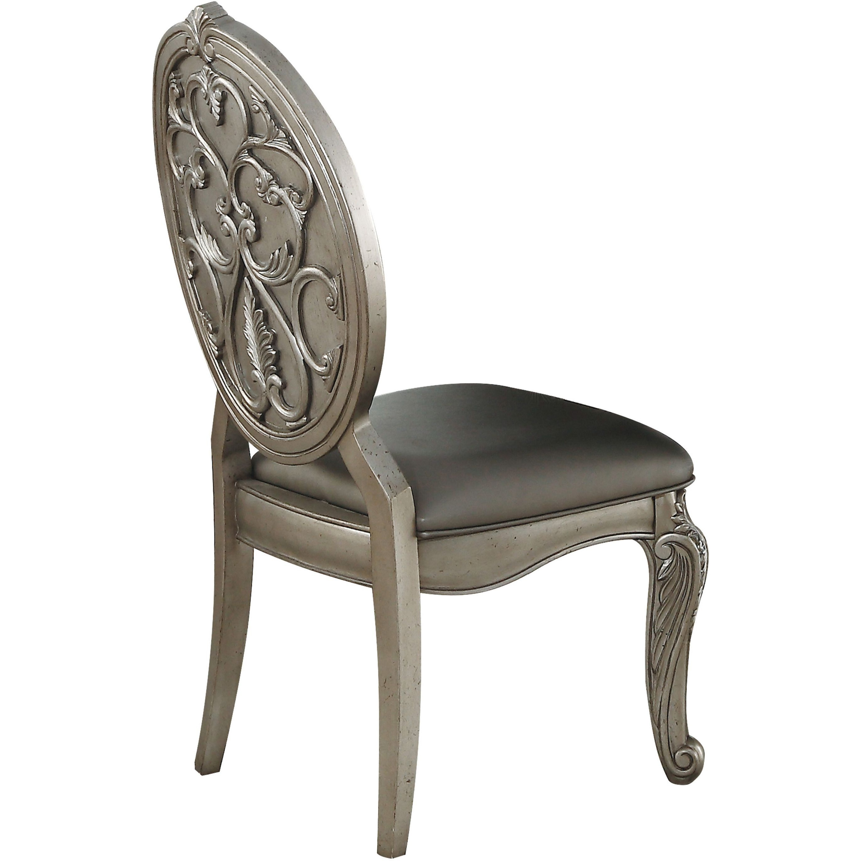 Grey And Antique Silver Tufted Back Side Chairs (Set Of 2)