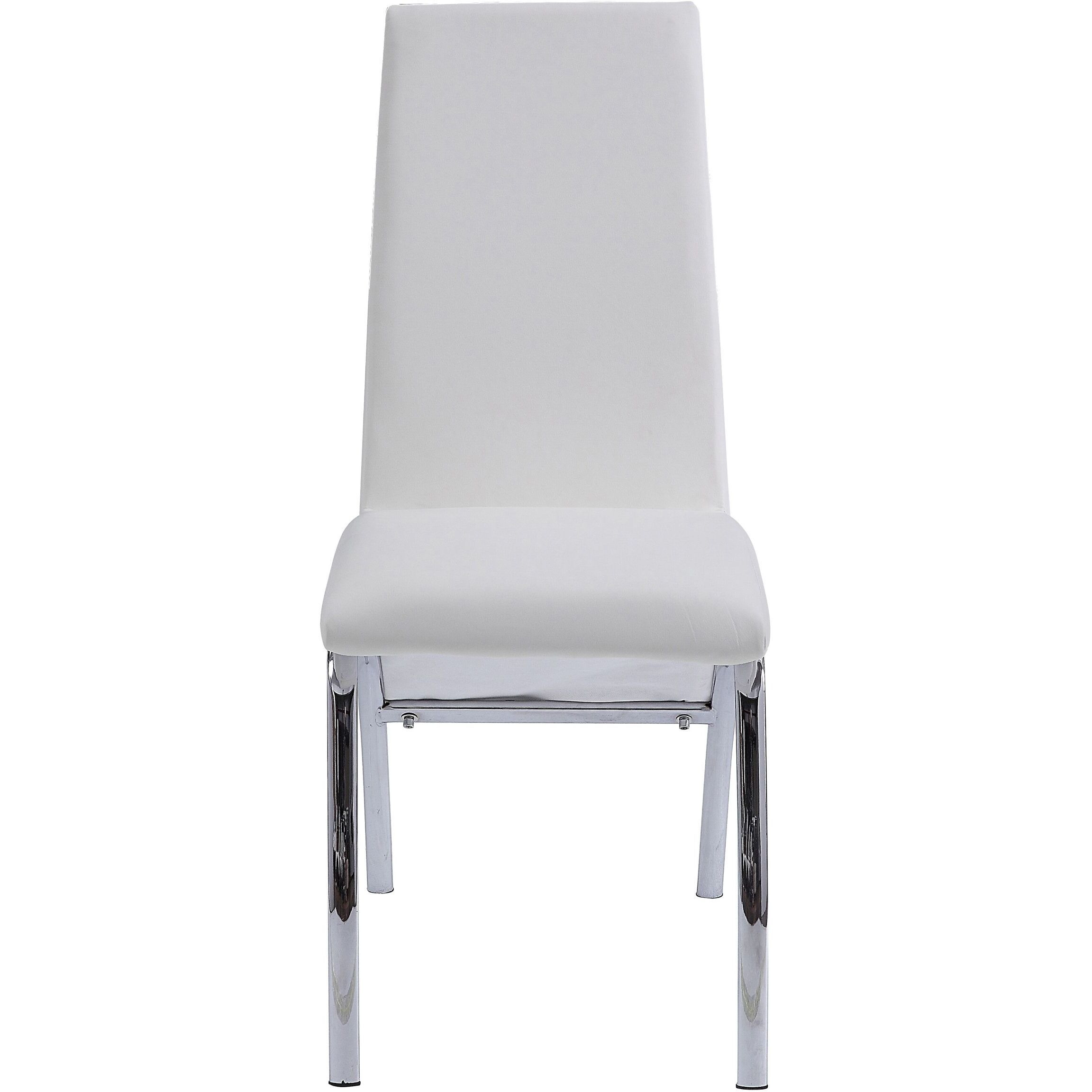 White And Chrome Armless Solid Back Side Chair (Set Of 2)