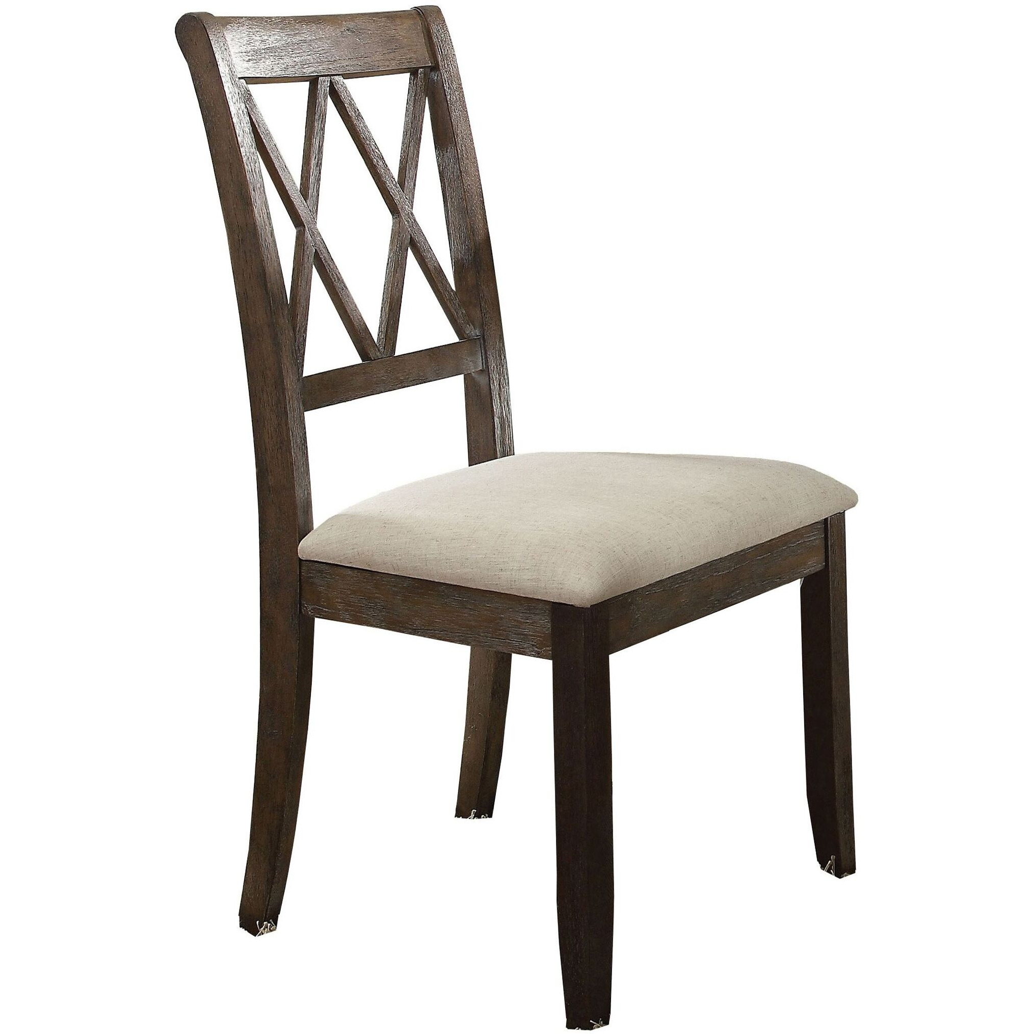 Beige And Salvage Brown Open Back Side Chairs (Set Of 2)