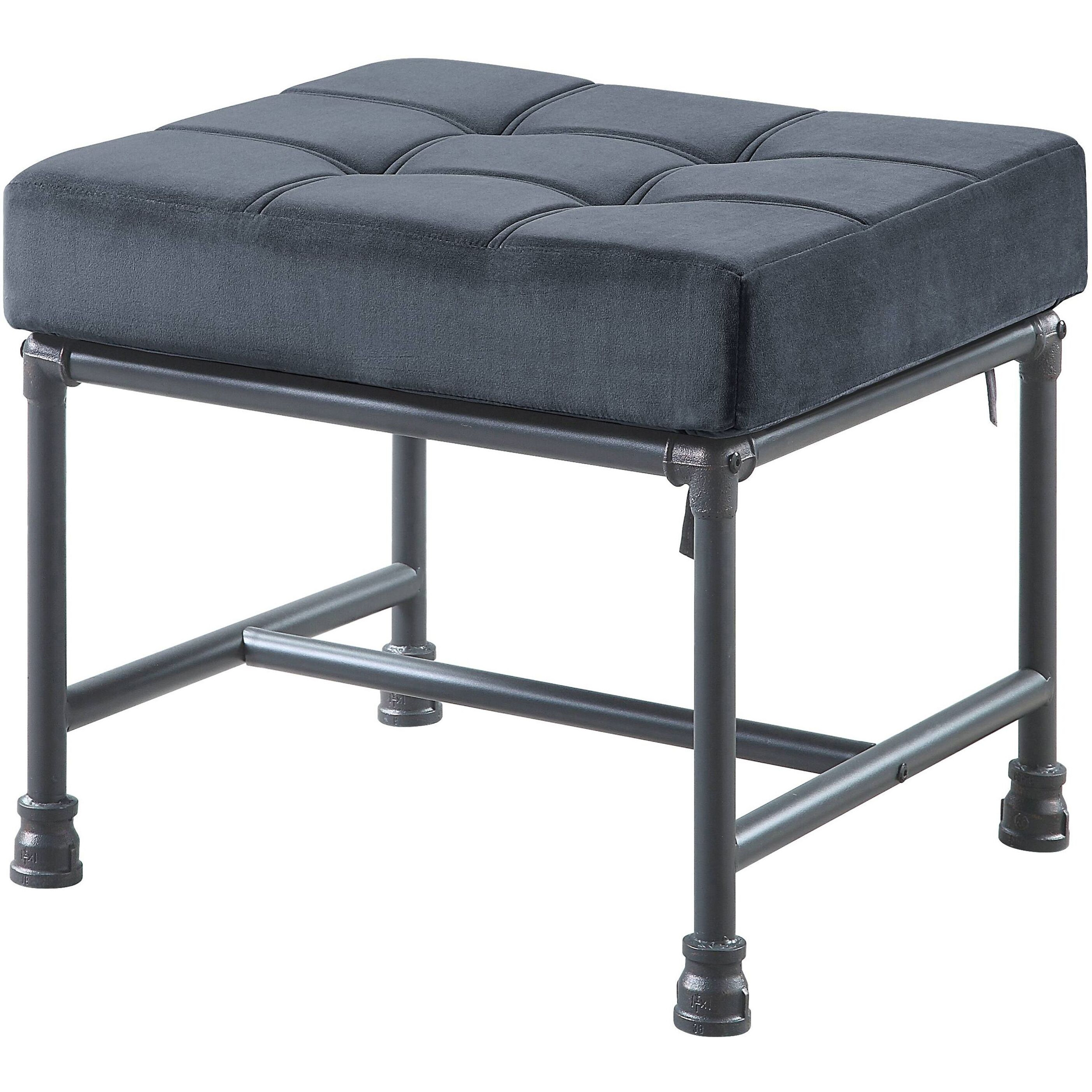 Grey And Sandy Grey Rectangle Ottoman