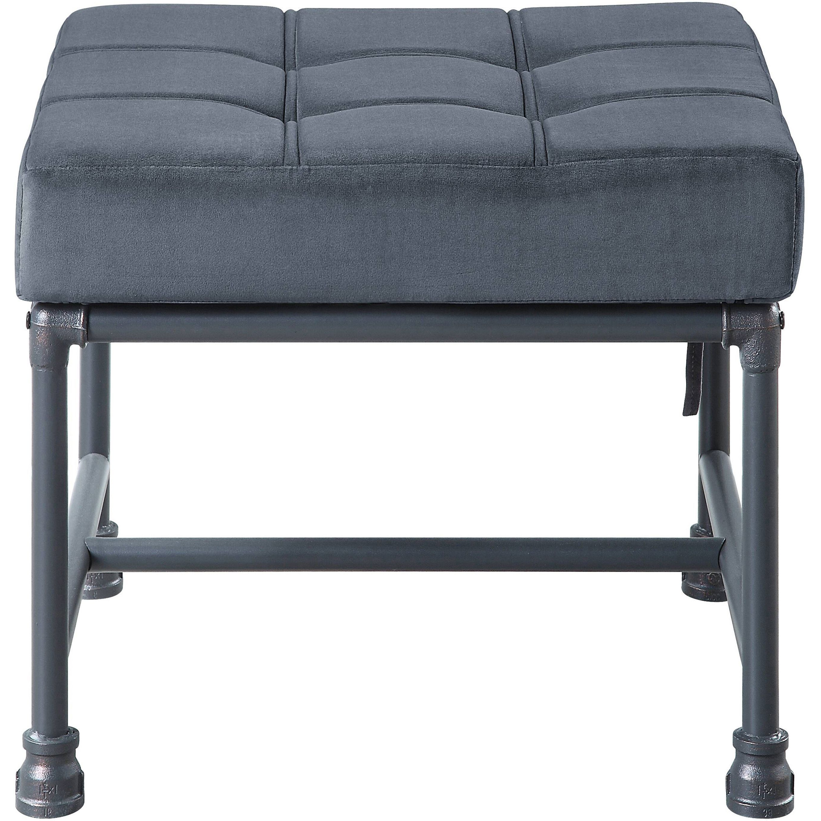 Grey And Sandy Grey Rectangle Ottoman