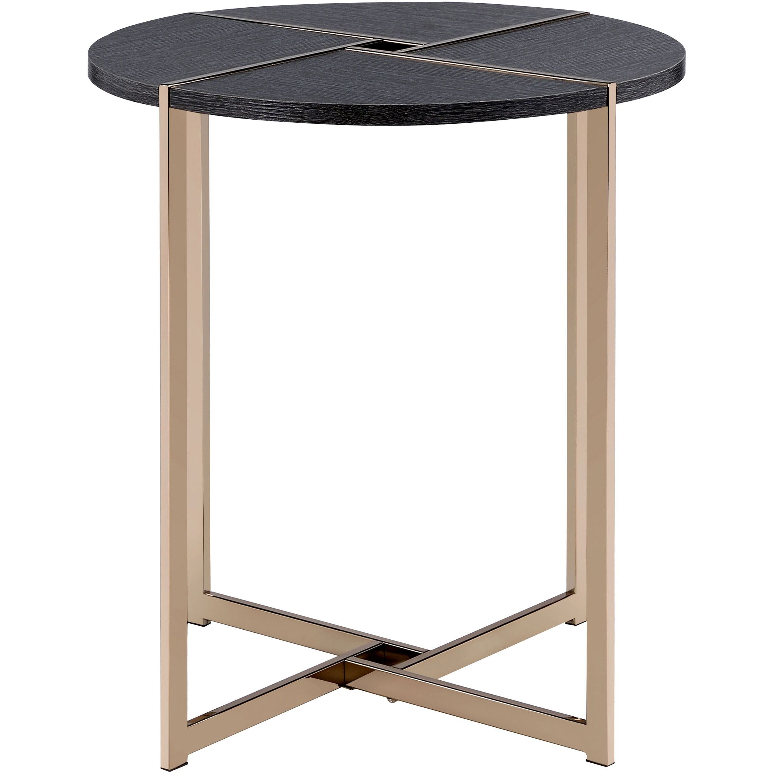 Black And Champagne Round End Table