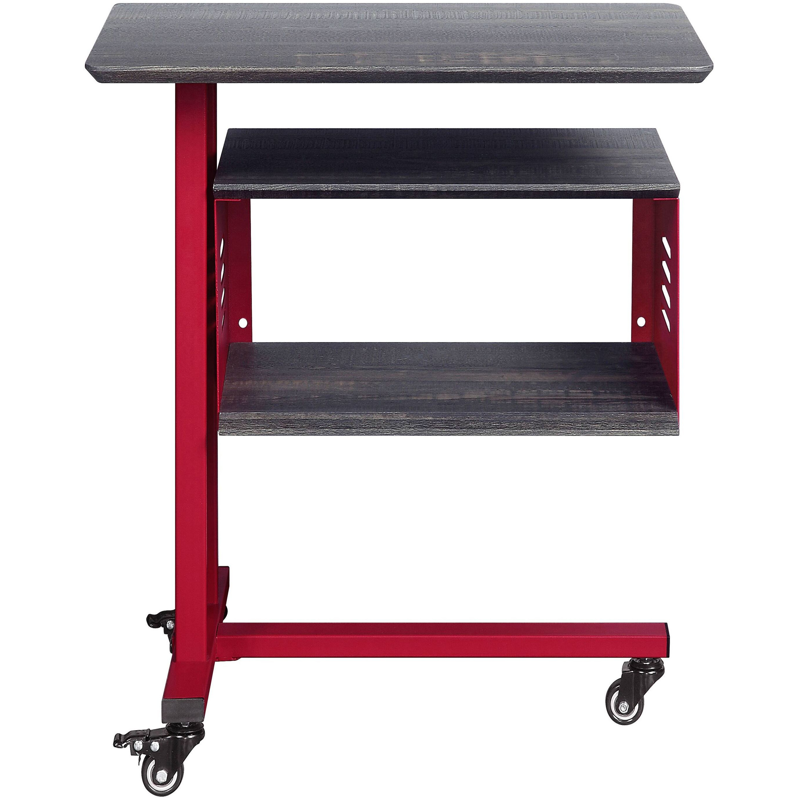 Red Accent Table And Wall Shelf Set
