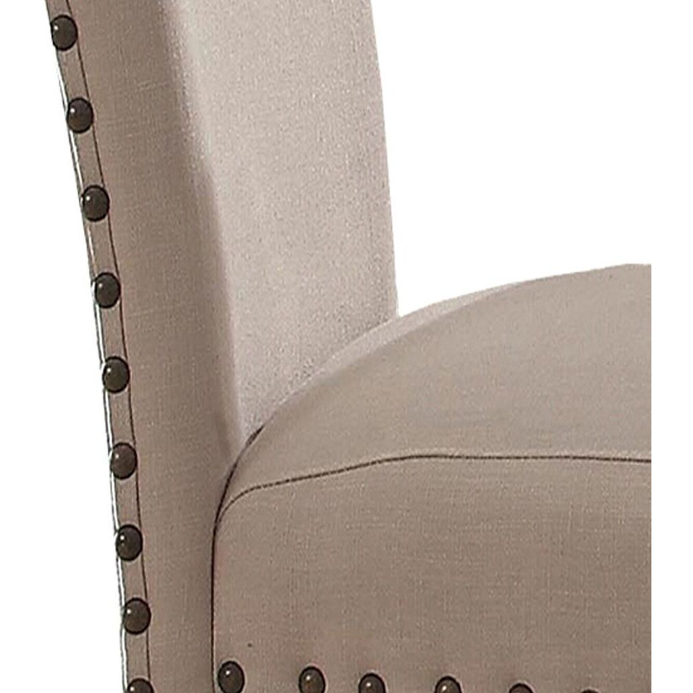 Beige And Salvage Dark Oak Upholstery Side Chair (Set Of 2)