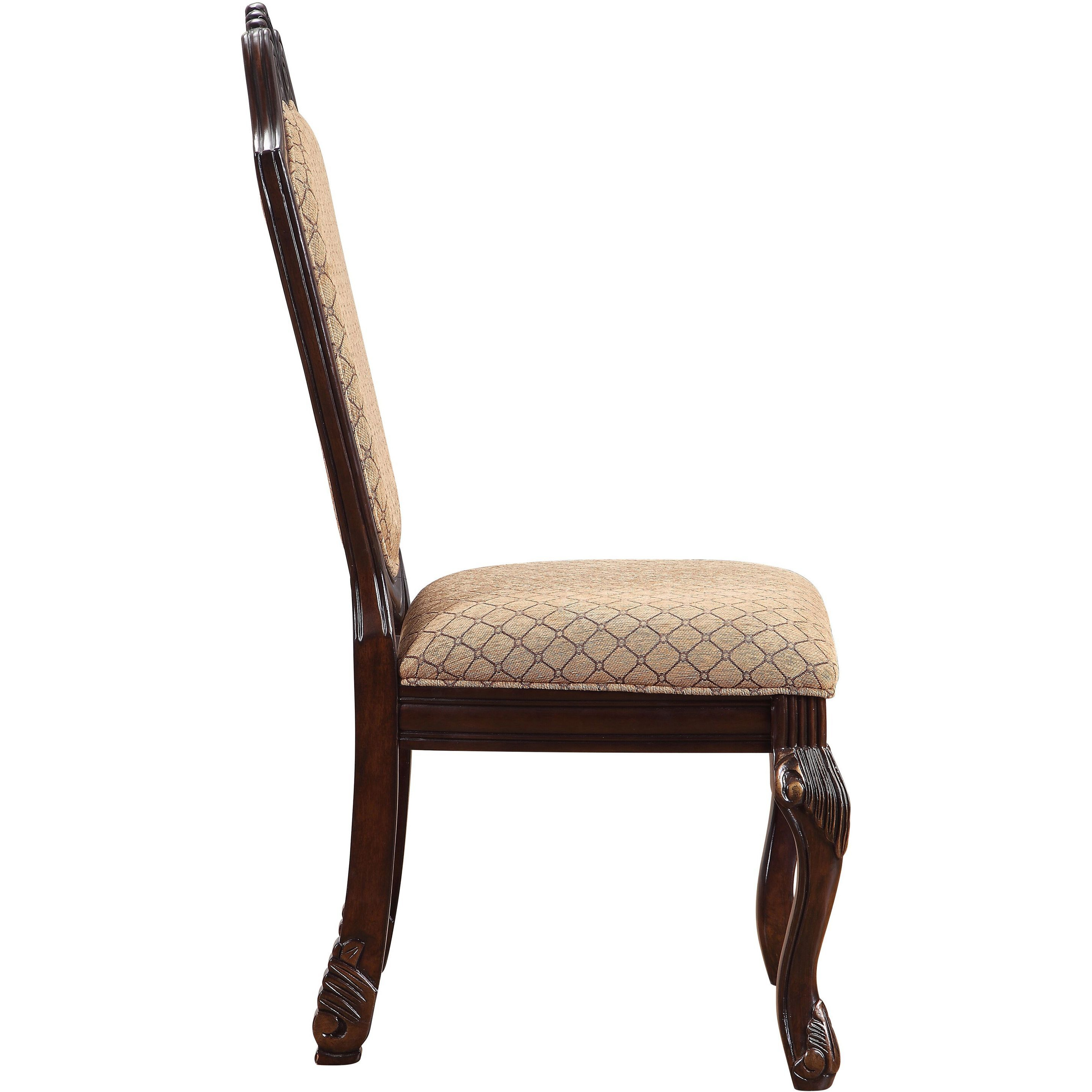 Beige And Espresso Solid Back Side Chairs (Set Of 2)