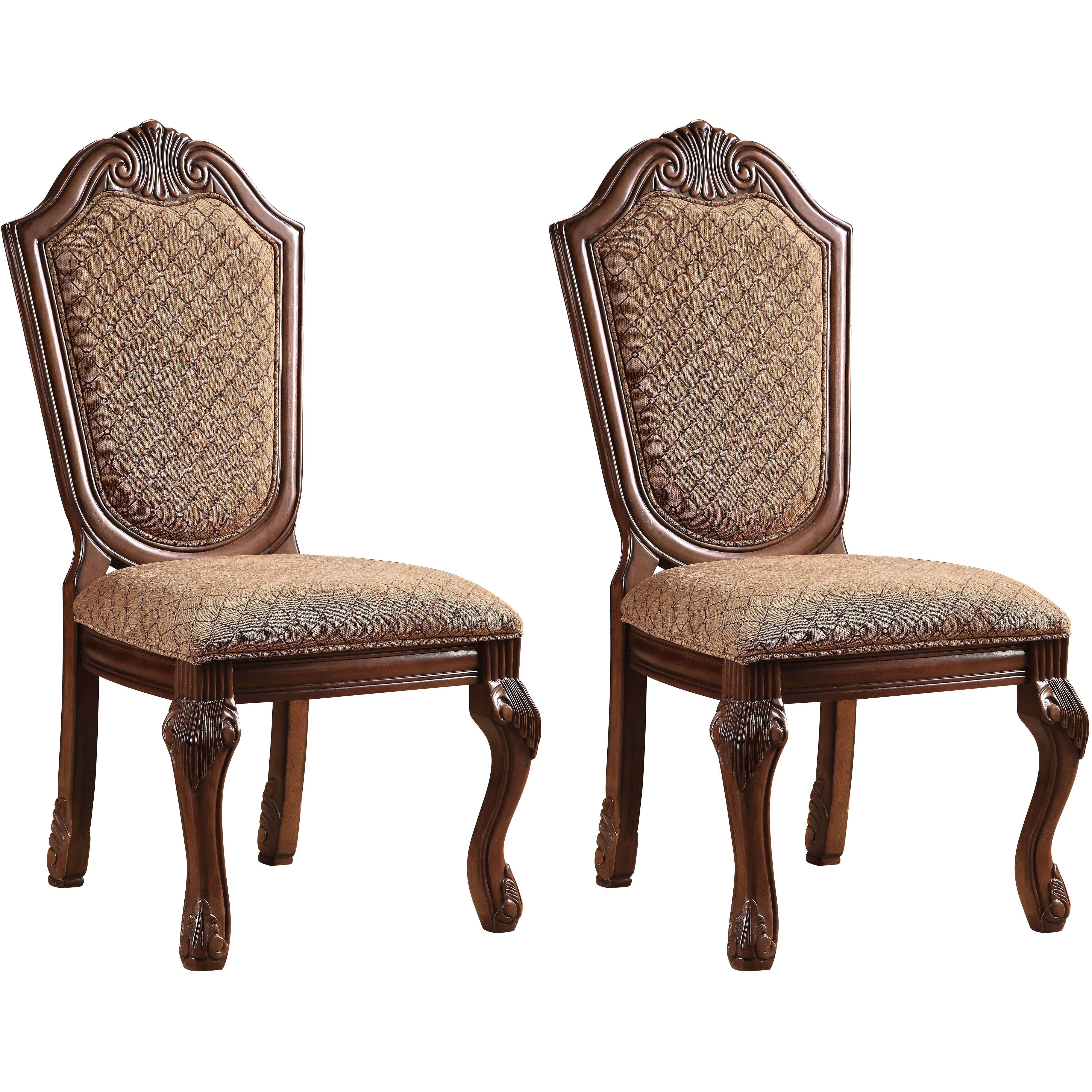 Beige And Cherry Solid Back Side Chairs (Set Of 2)