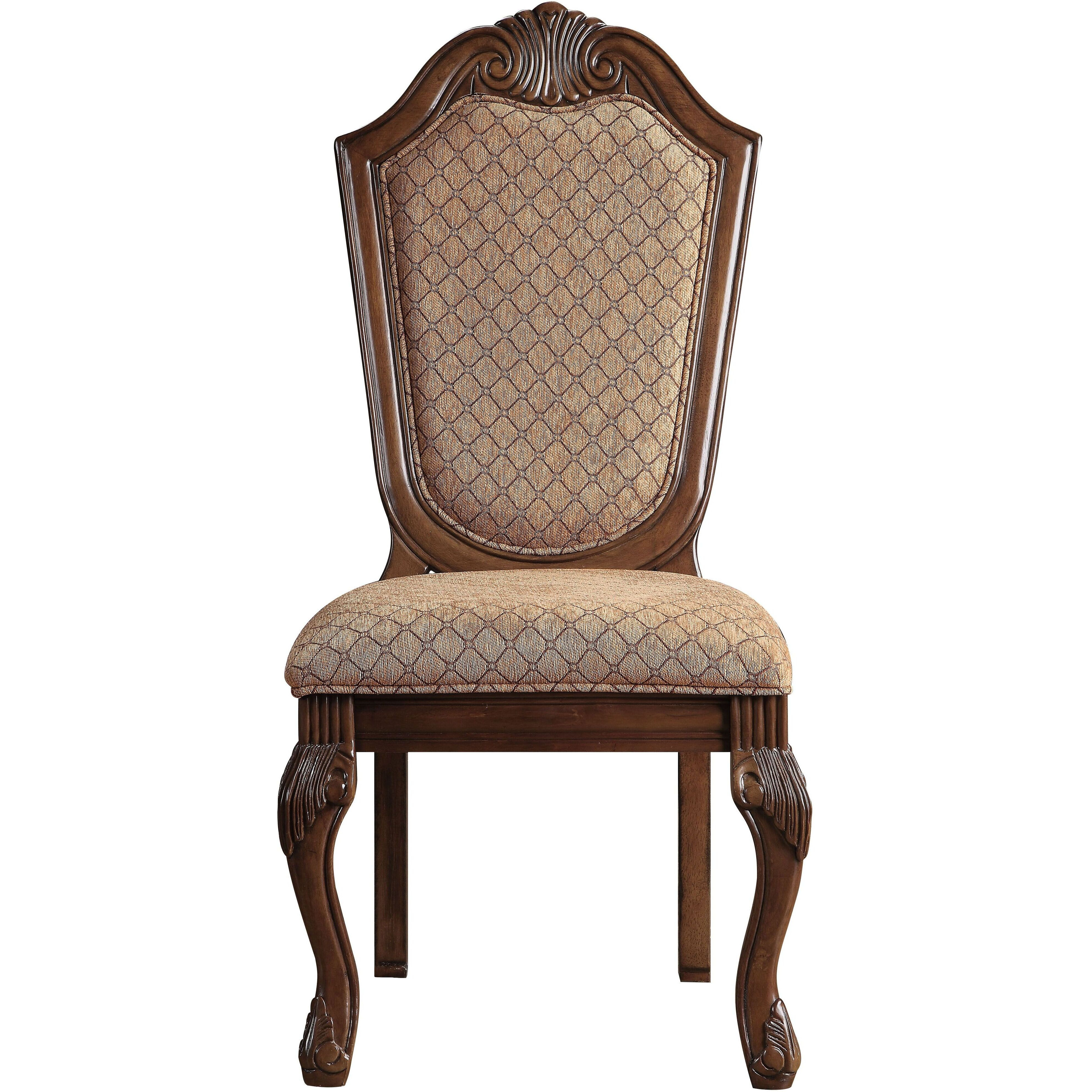 Beige And Cherry Solid Back Side Chairs (Set Of 2)