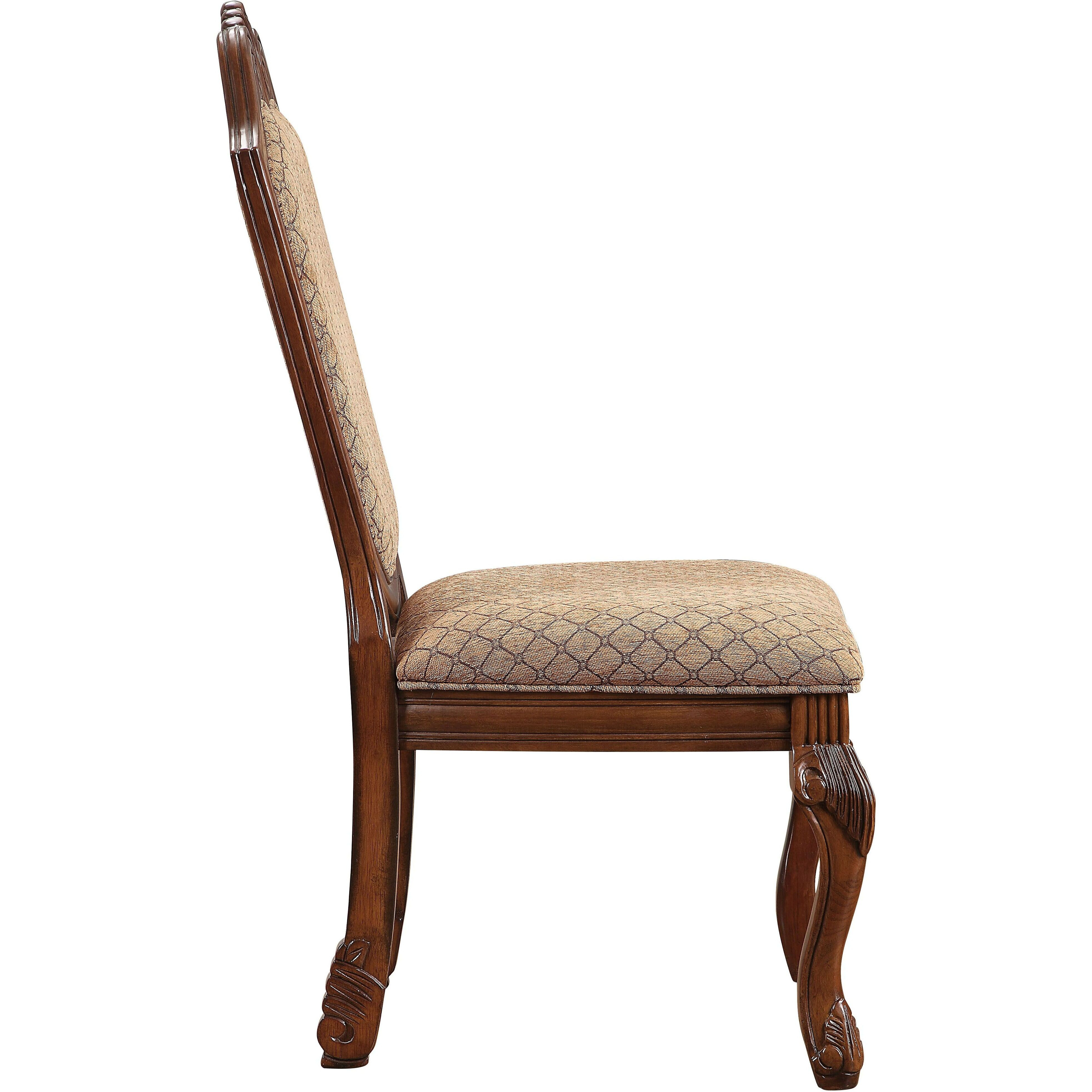 Beige And Cherry Solid Back Side Chairs (Set Of 2)
