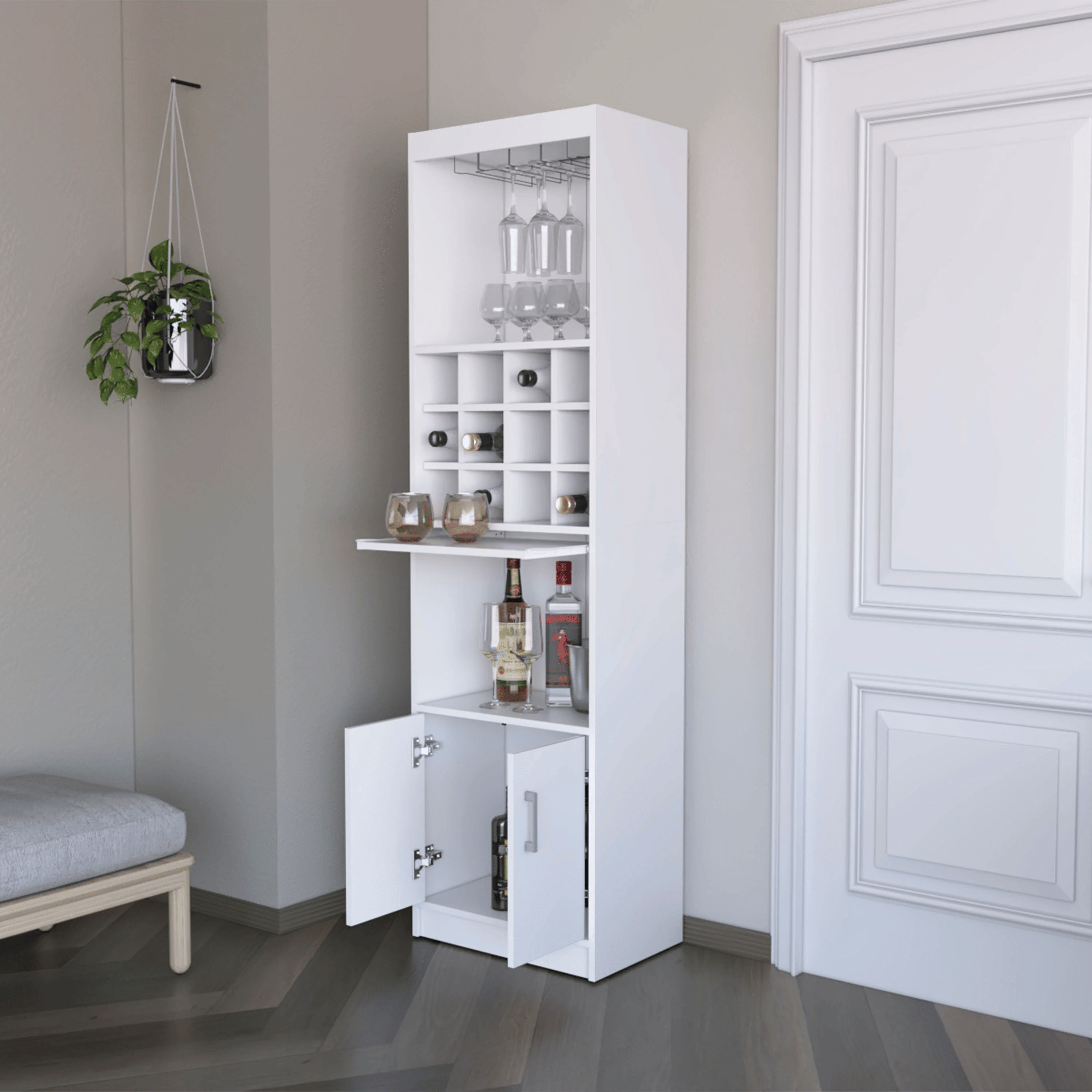 White Bar Cabinet With Wine Storage