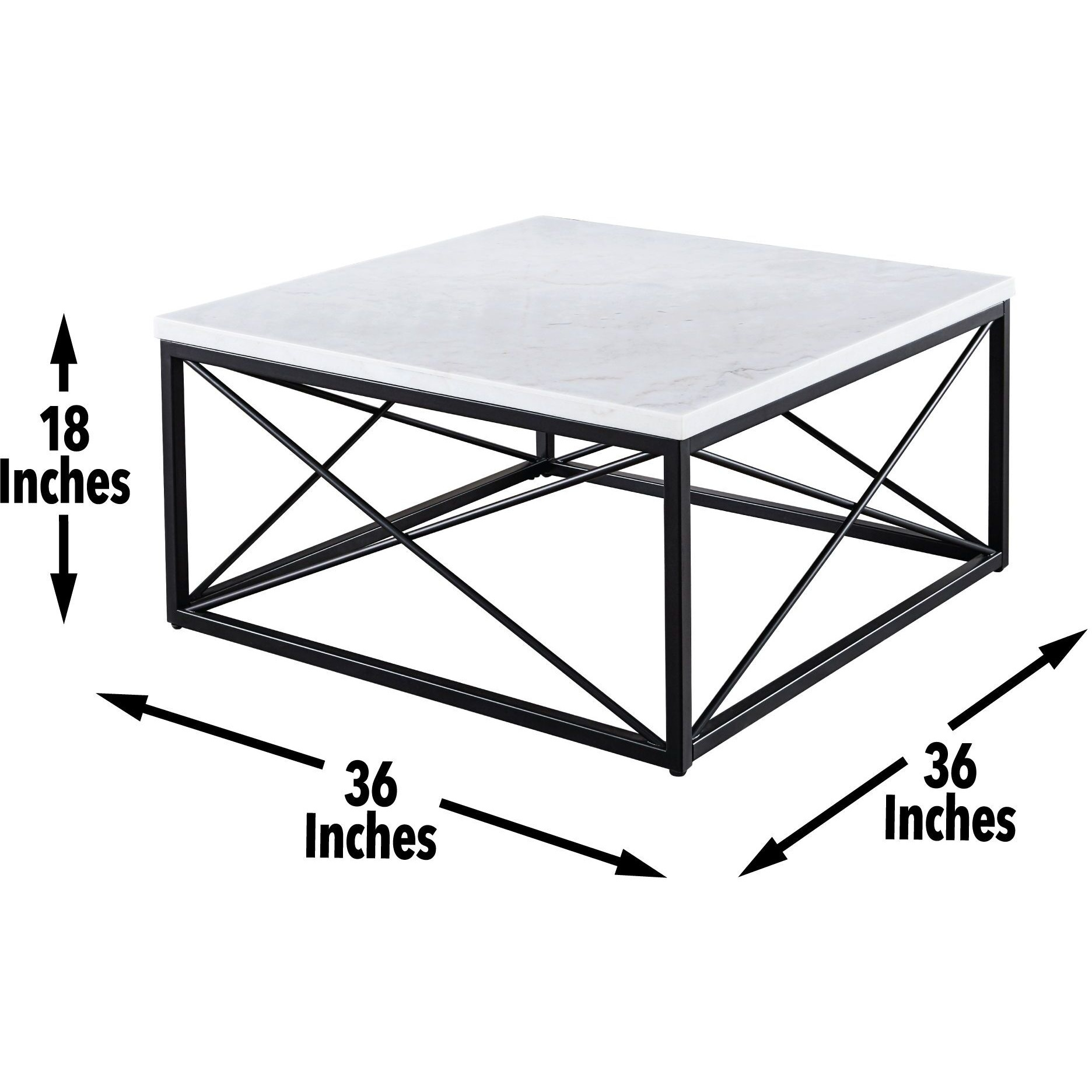 Skyler - White Marble Top Square - White