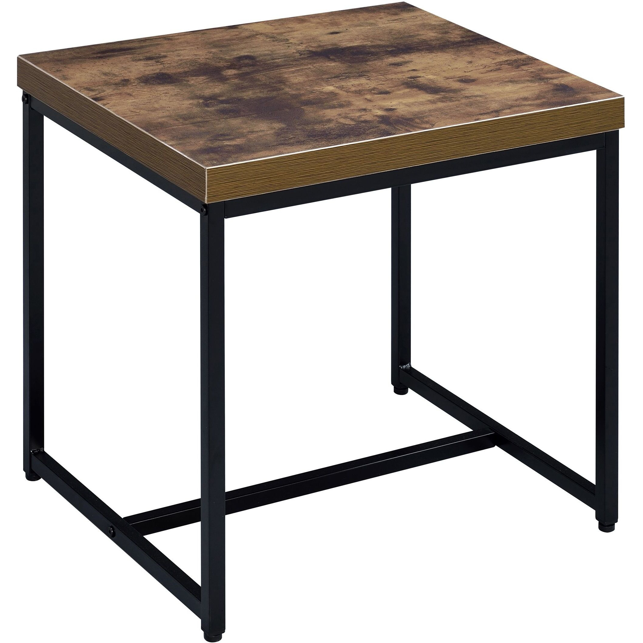 Weathered Oak And Black Rectangular End Table