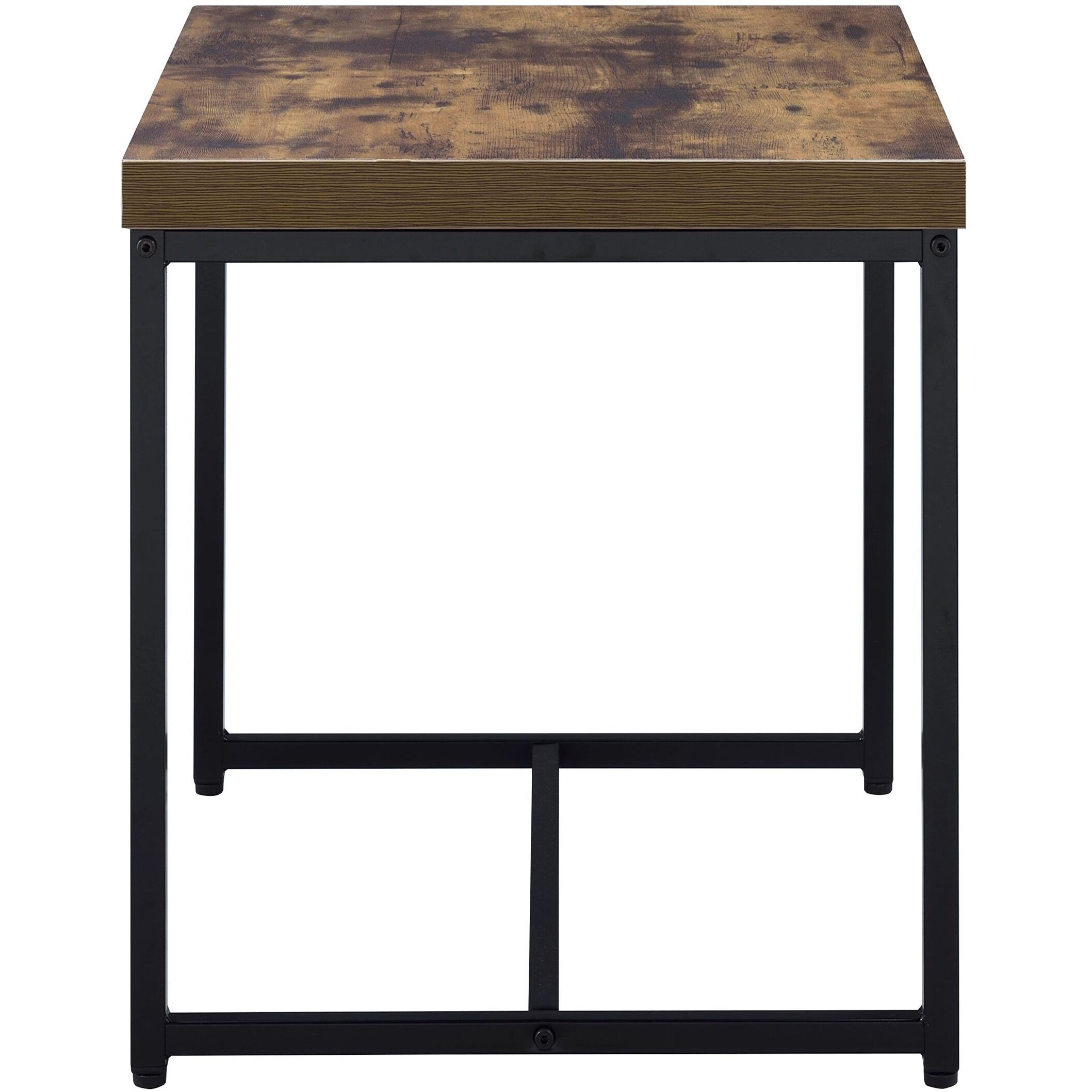 Weathered Oak And Black Rectangular End Table