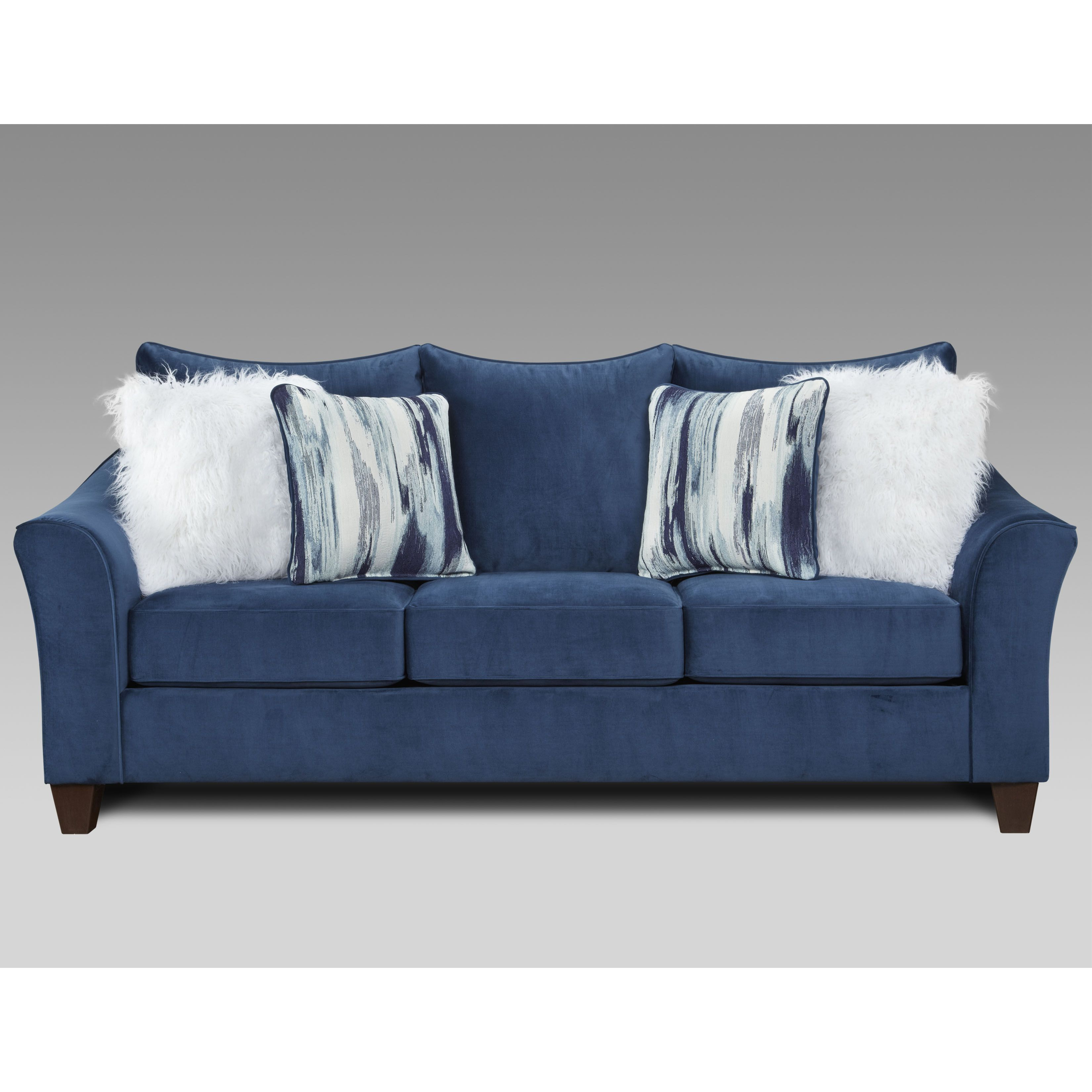 Camero Fabric Pillowback 2-Piece Living Room Set  Sofa And Loveseat  Navy Blue