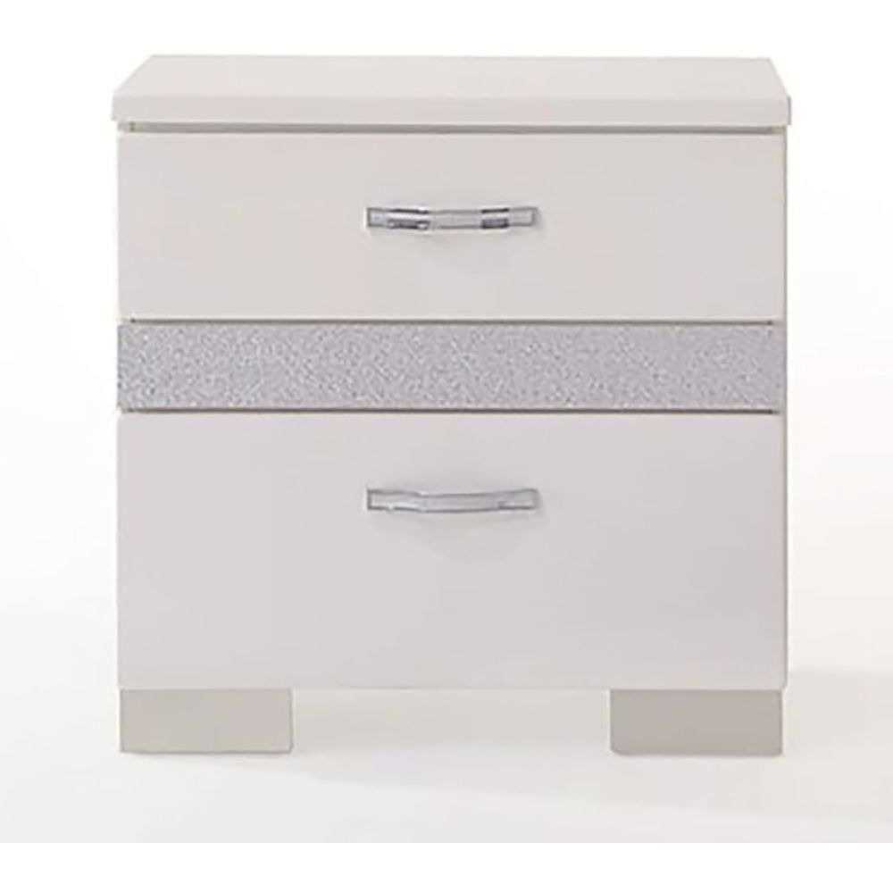 White High Gloss 3-Drawer Nightstand
