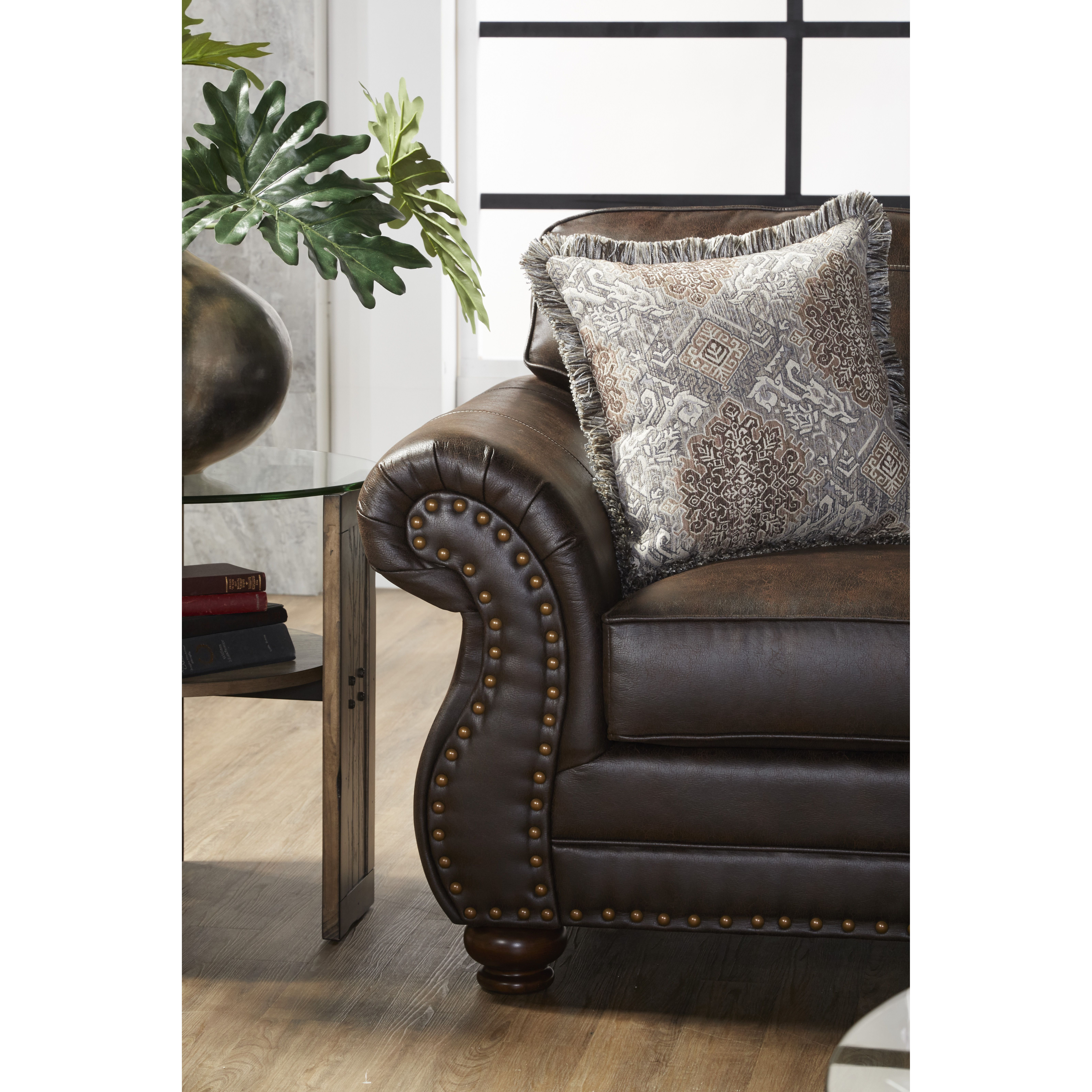 Leinster Faux Leather Upholstered Nailhead Sofa And Loveseat Set