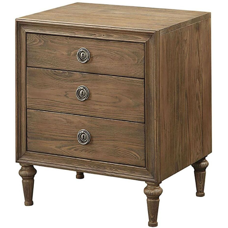 Reclaimed Oak Nightstand With 3-Drawer