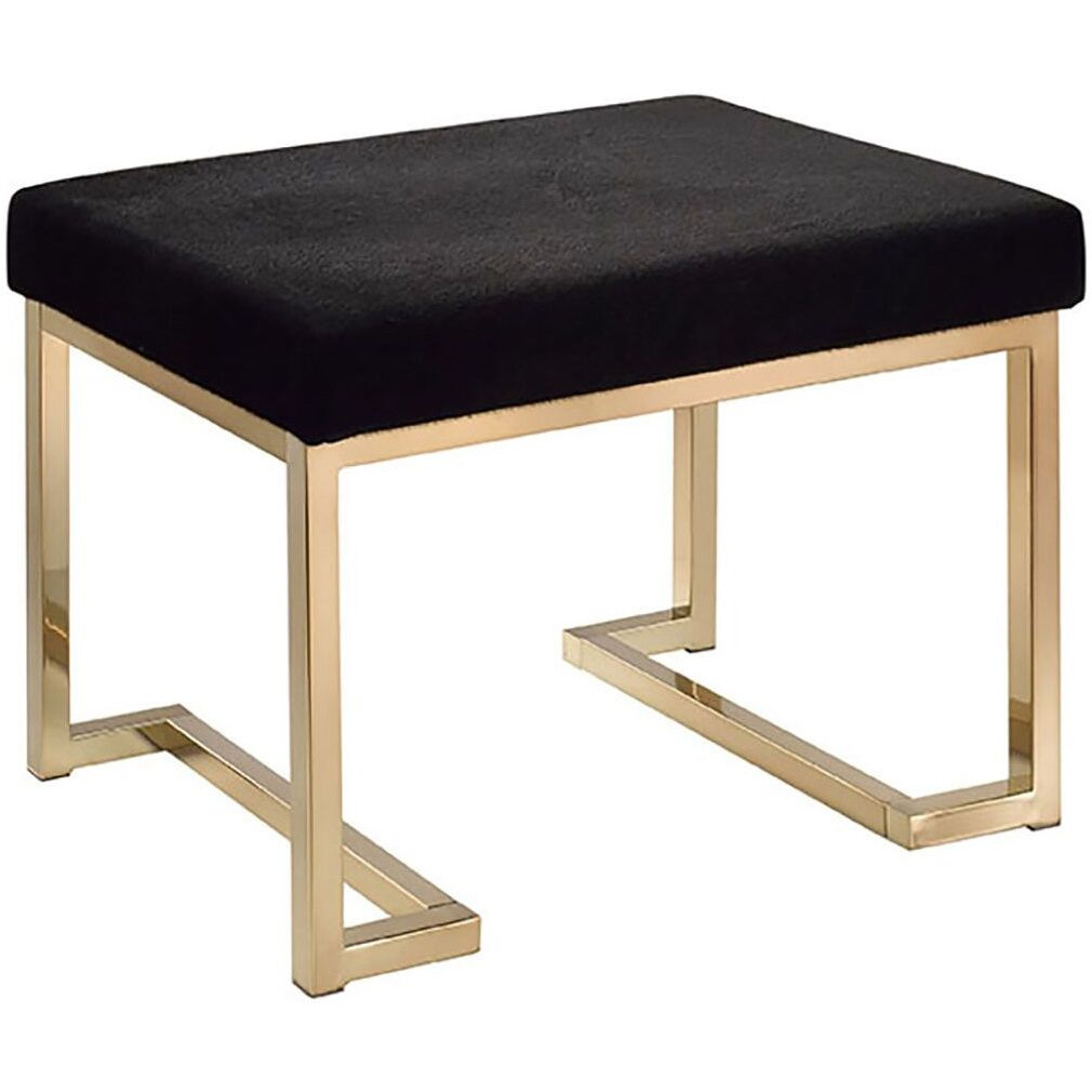 Black And Champagne Ottoman With C Metal Base