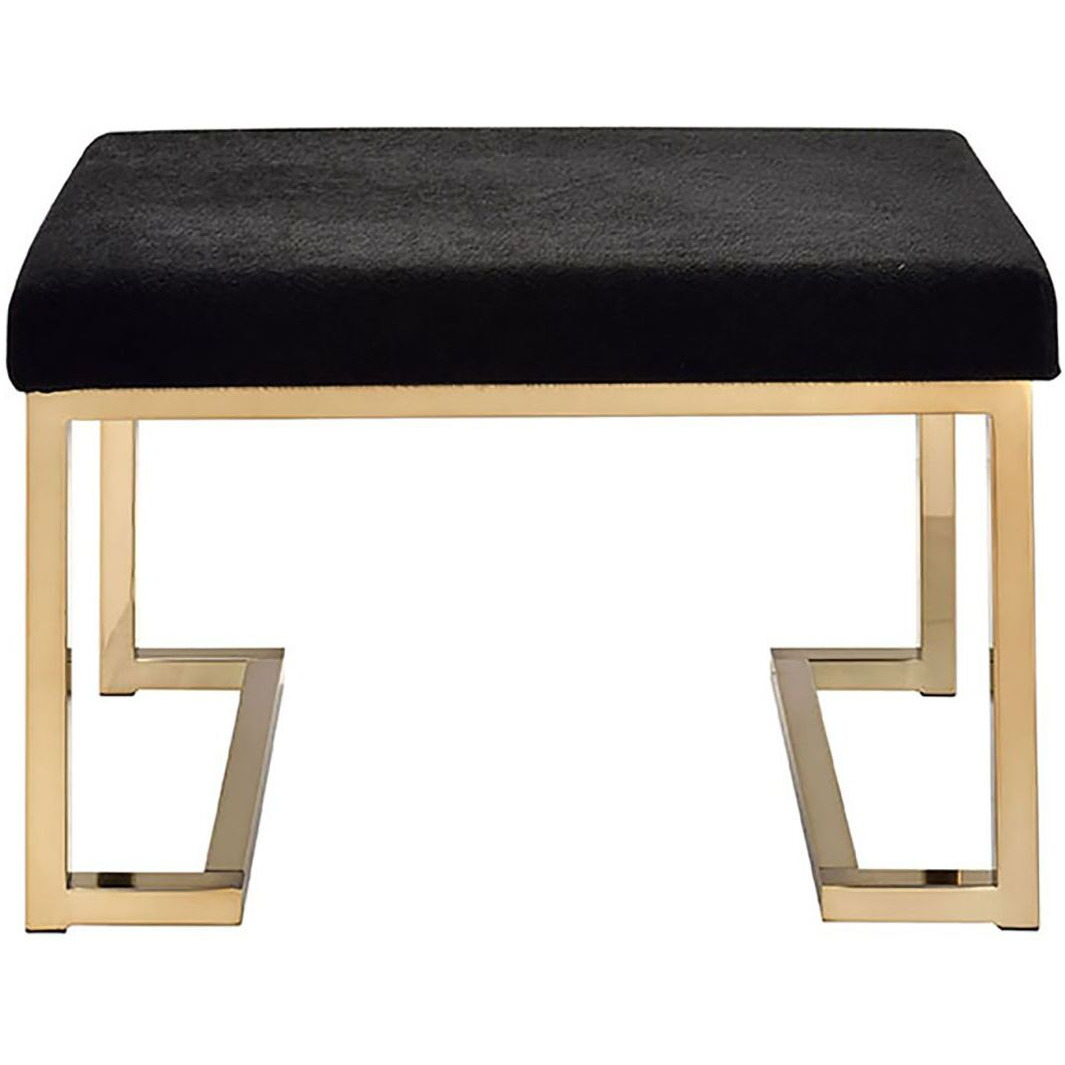 Black And Champagne Ottoman With C Metal Base