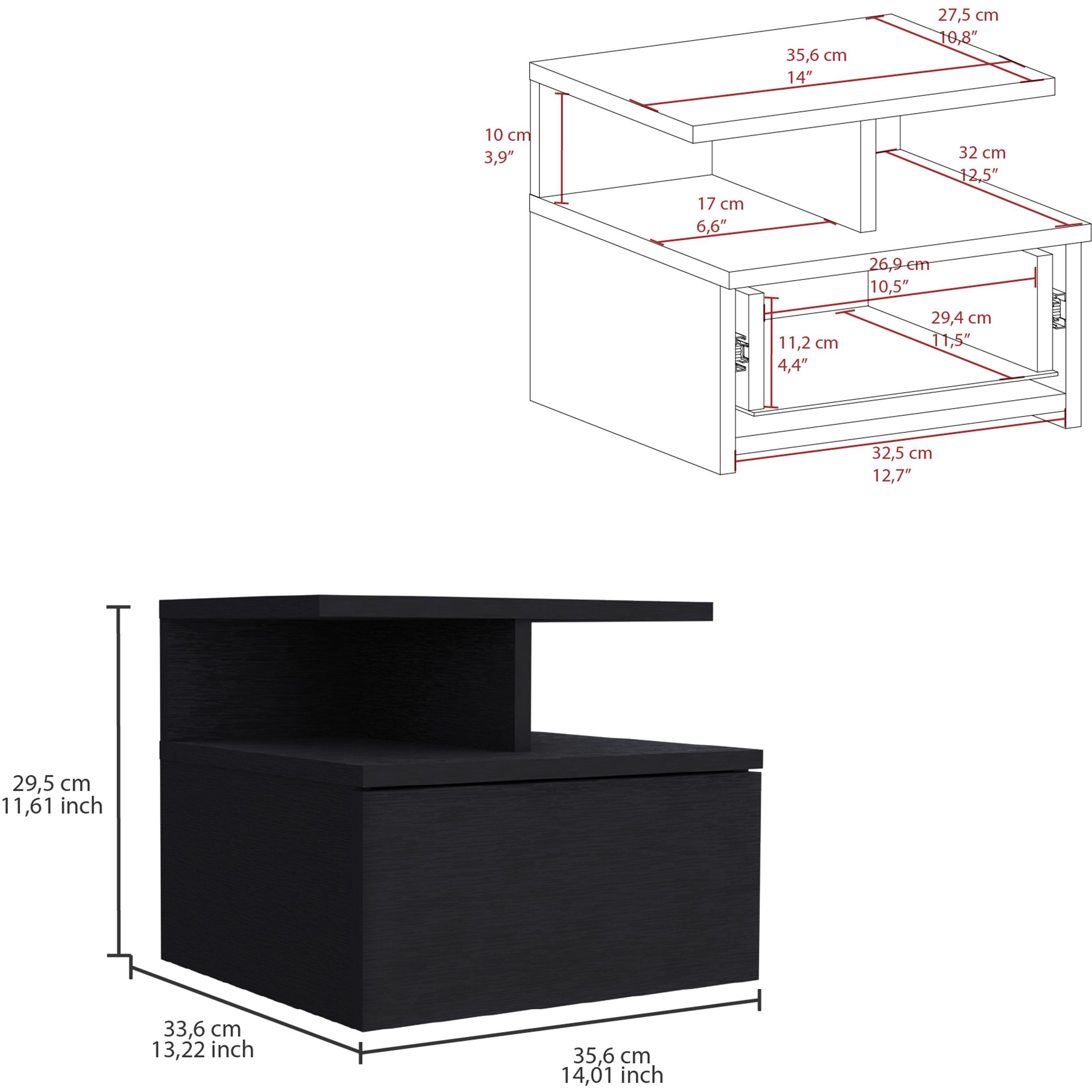Kenya 2 Piece Bedroom Set  Armoire + Nightstand  Black
