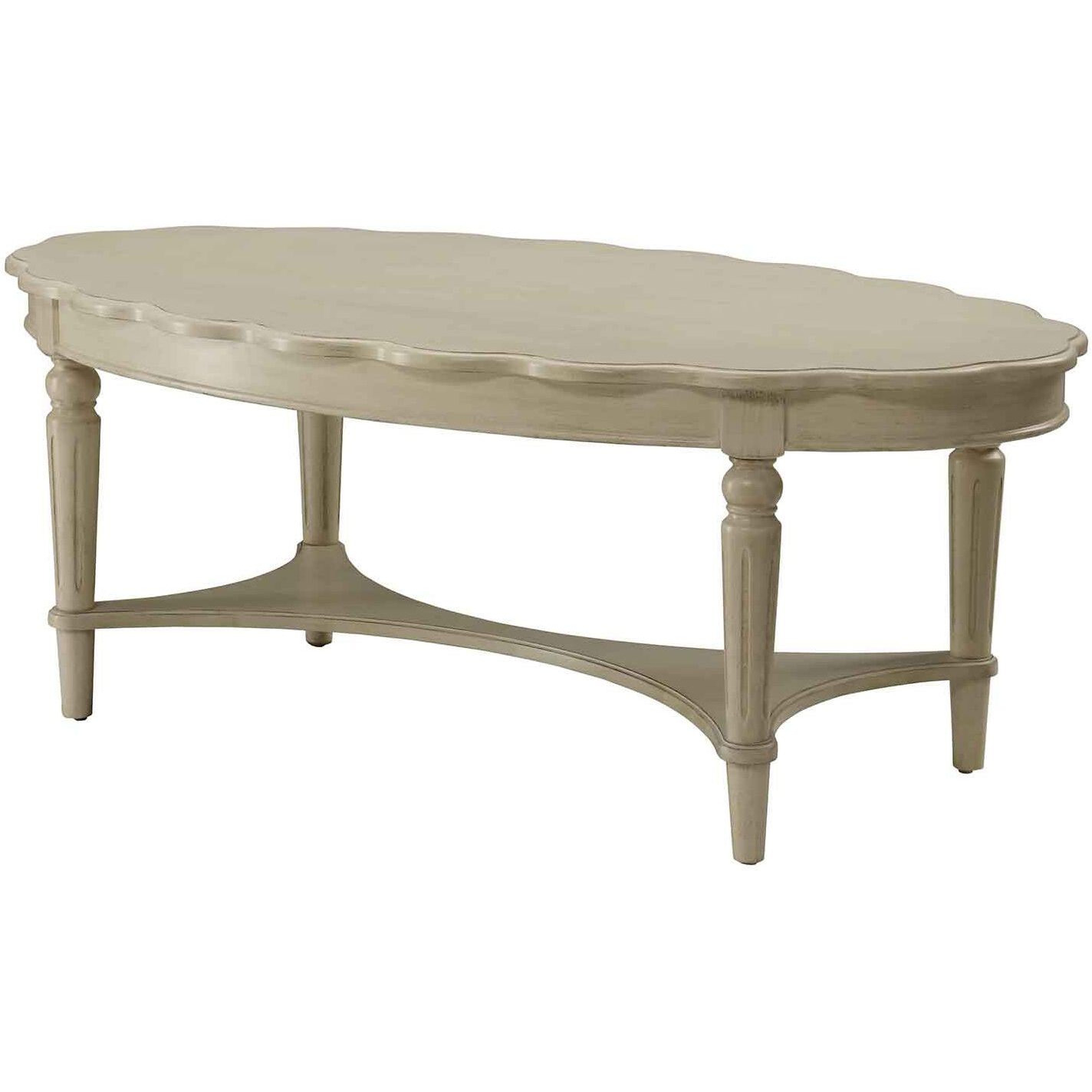 Antique White Coffee Table With Bottom Shelf